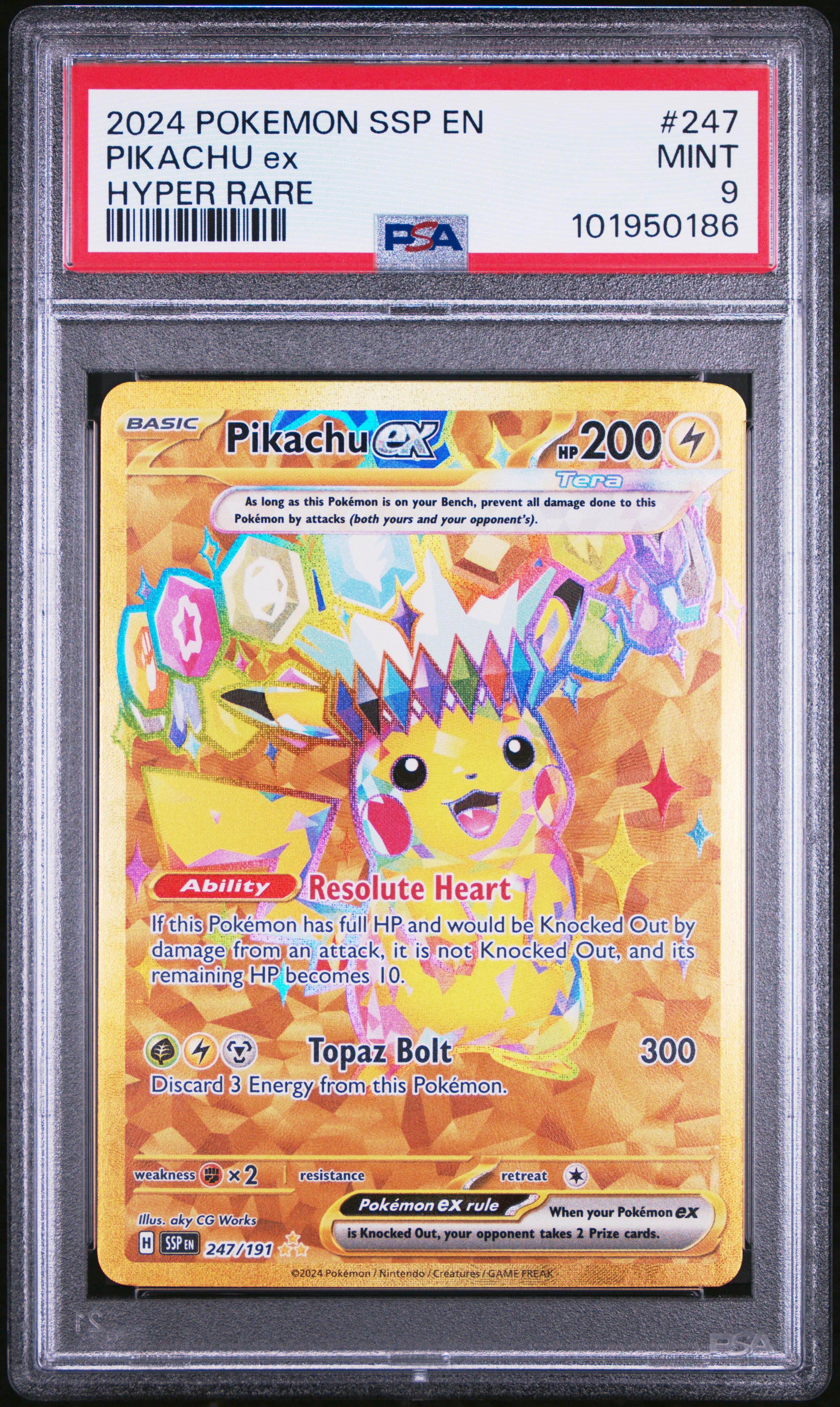 2024 Pokemon Ssp En-Surging Sparks Pikachu Ex #247 (Hyper Rare) Mint 9 front