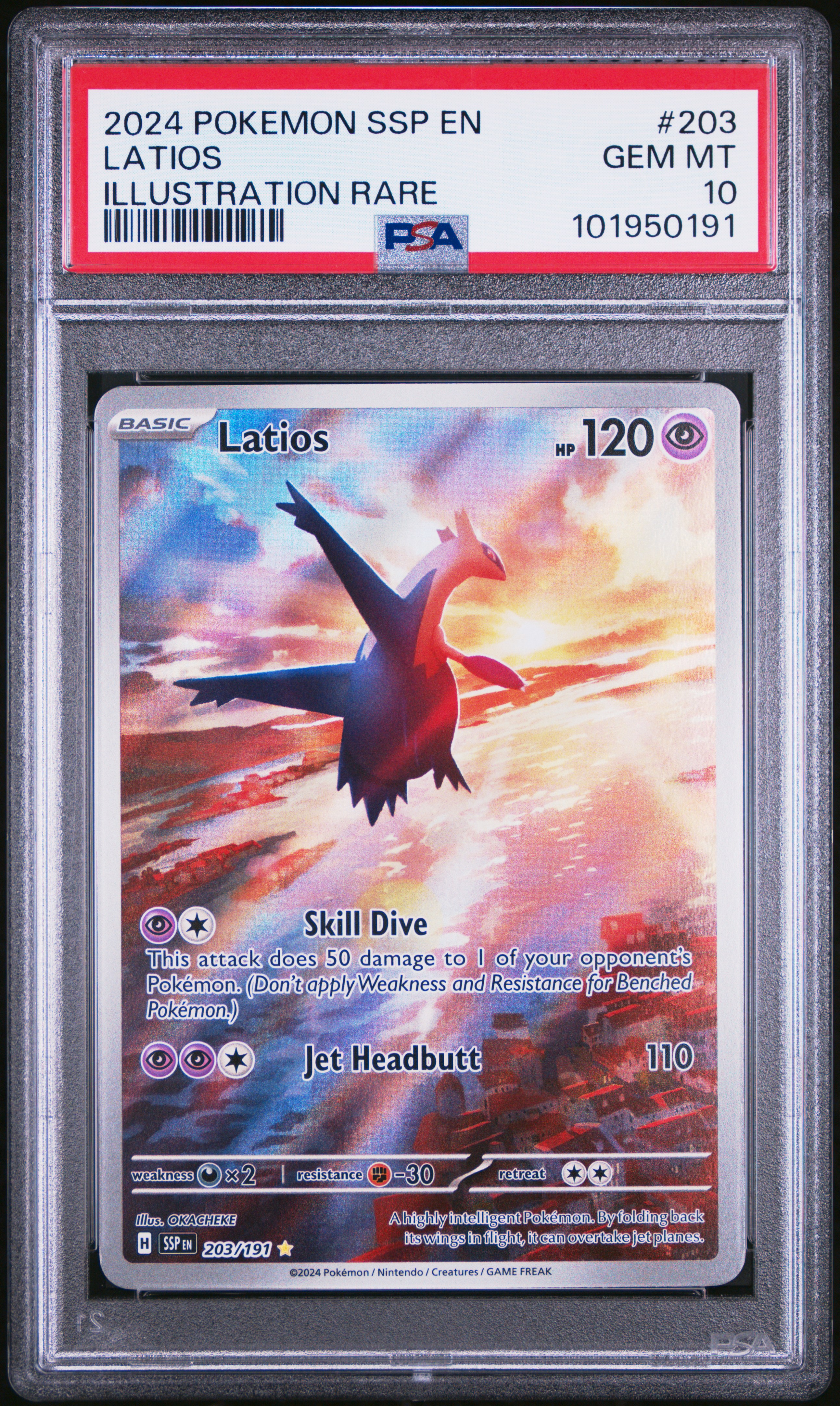 2024 Pokemon Ssp En-Surging Sparks Latios #203 (Illustration Rare) Gem Mt 10 front