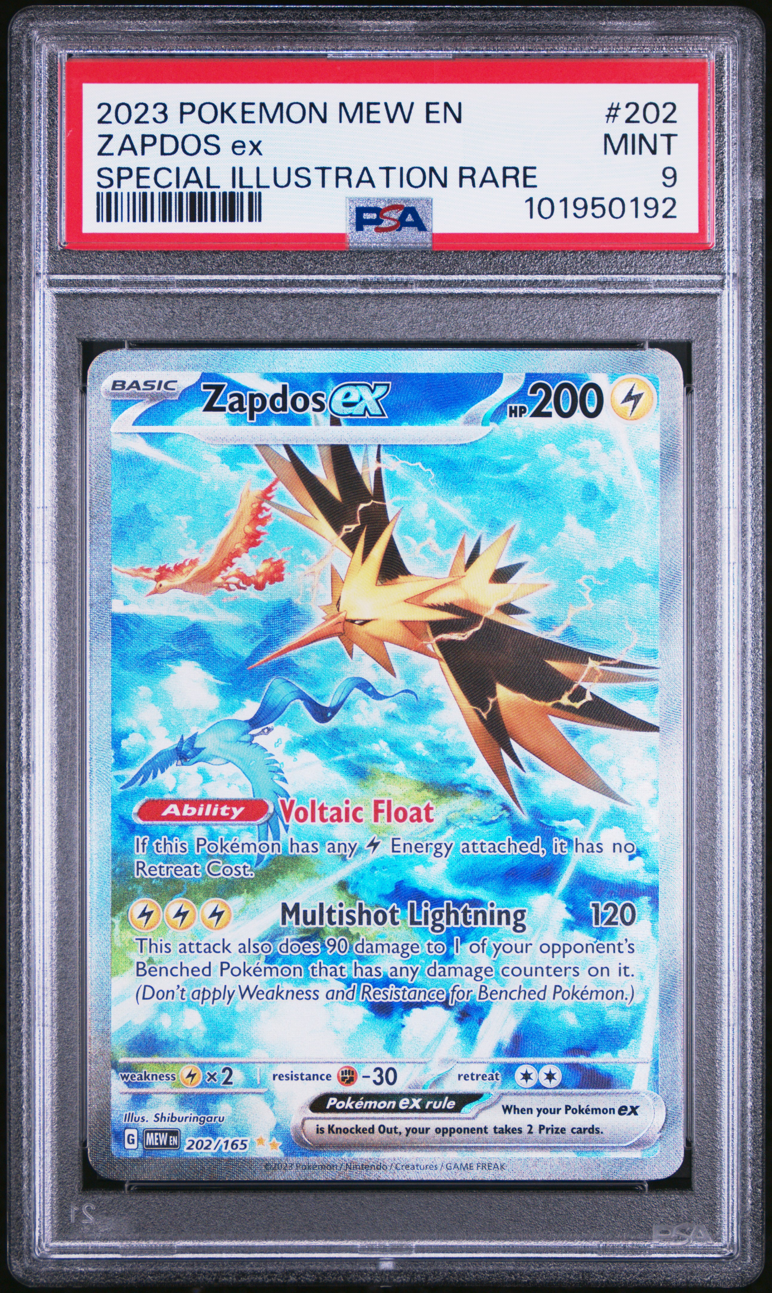 2023 Pokemon Mew En-151 Zapdos Ex #202 (Special Illustration Rare) Mint 9 front