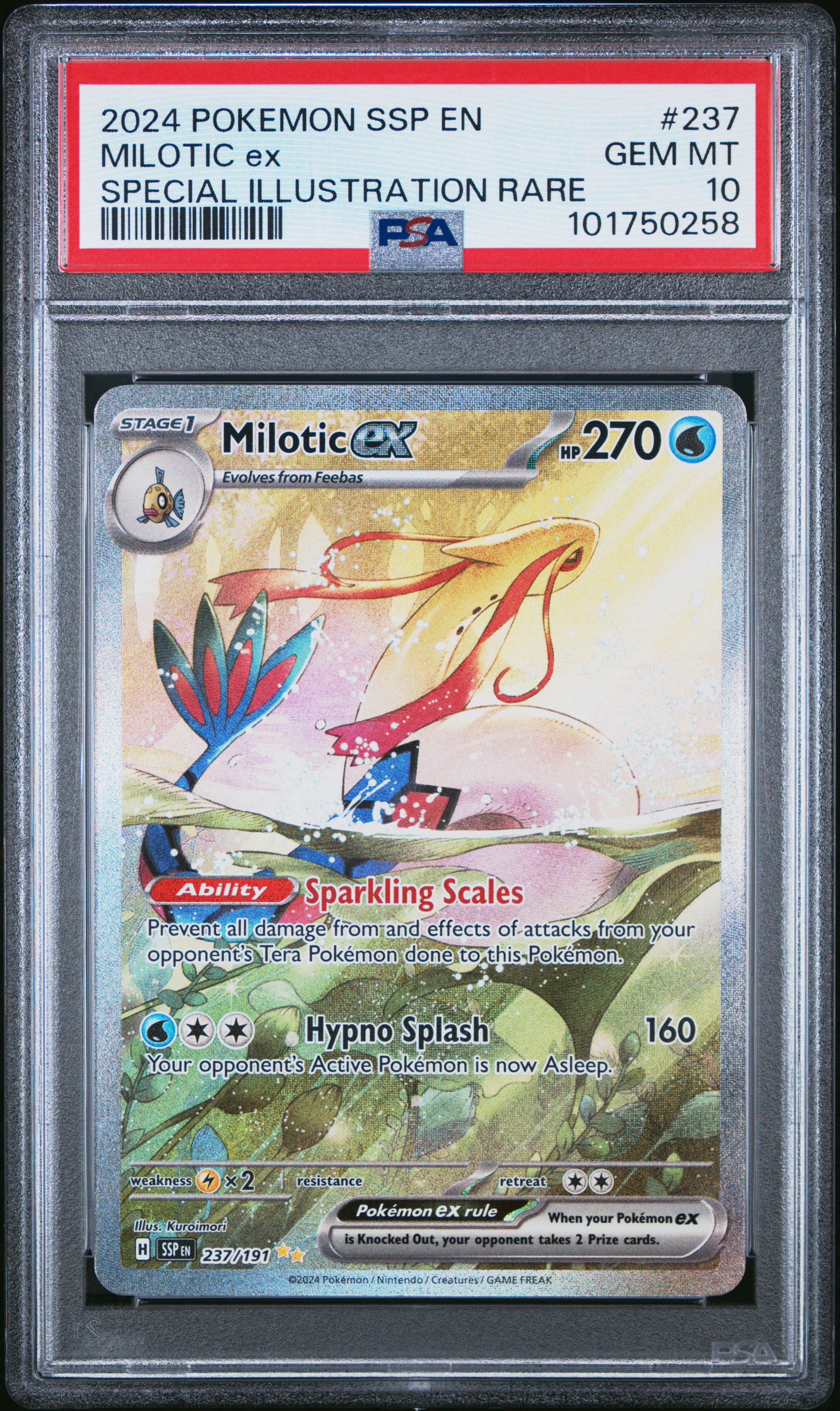 2024 #237 Milotic EX PSA 10 Ssp EN-Surging Sparks