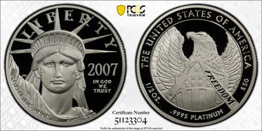 2007-W $50 Statue of Liberty PR70DCAM