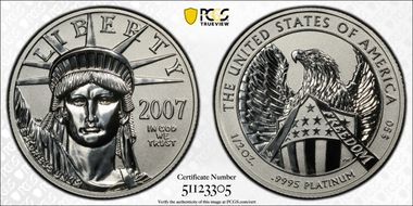 2007-W $50 Statue of Liberty 10th Ann Set Rev PR PR70