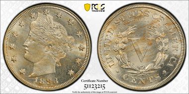 1883 5C With CENTS MS64+