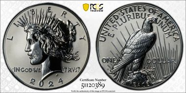2024-S $1 Peace Dollar Rev PR Two-Coin Reverse Proof Set PR70
