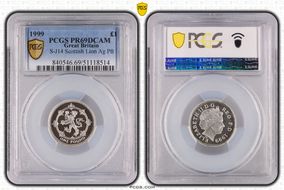 1999 £1 S-J14 Scottish Lion Ag Pft PR69DCAM