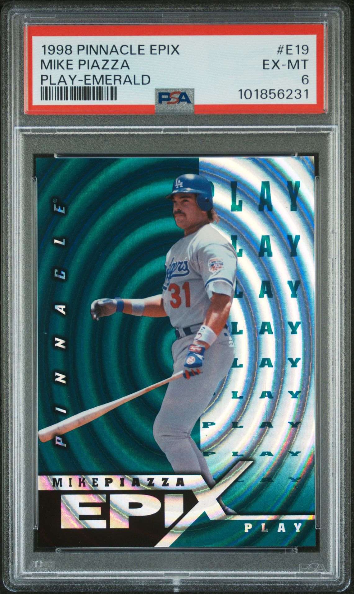 1998 Pinnacle PINNACLE EPIX PLAY-EMERALD #E19 Mike Piazza front