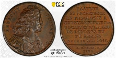 1724 Medal Eisler-168 Cu Benedict Pictet SP63BN