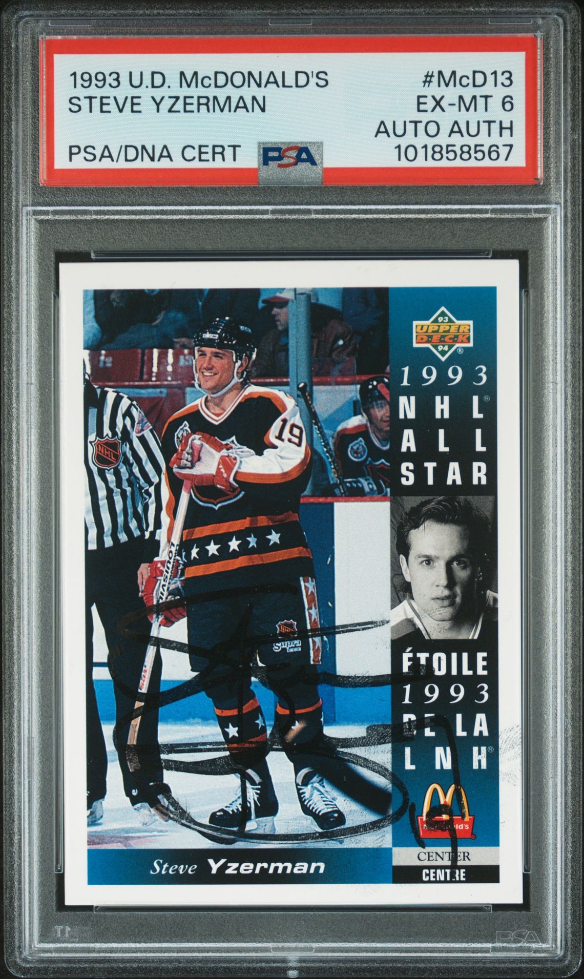 1993 Upper Deck Mcdonald's Steve Yzerman #Mcd13 Ex-Mt 6 front