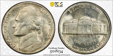 1942-P 5C Silver MS65FS