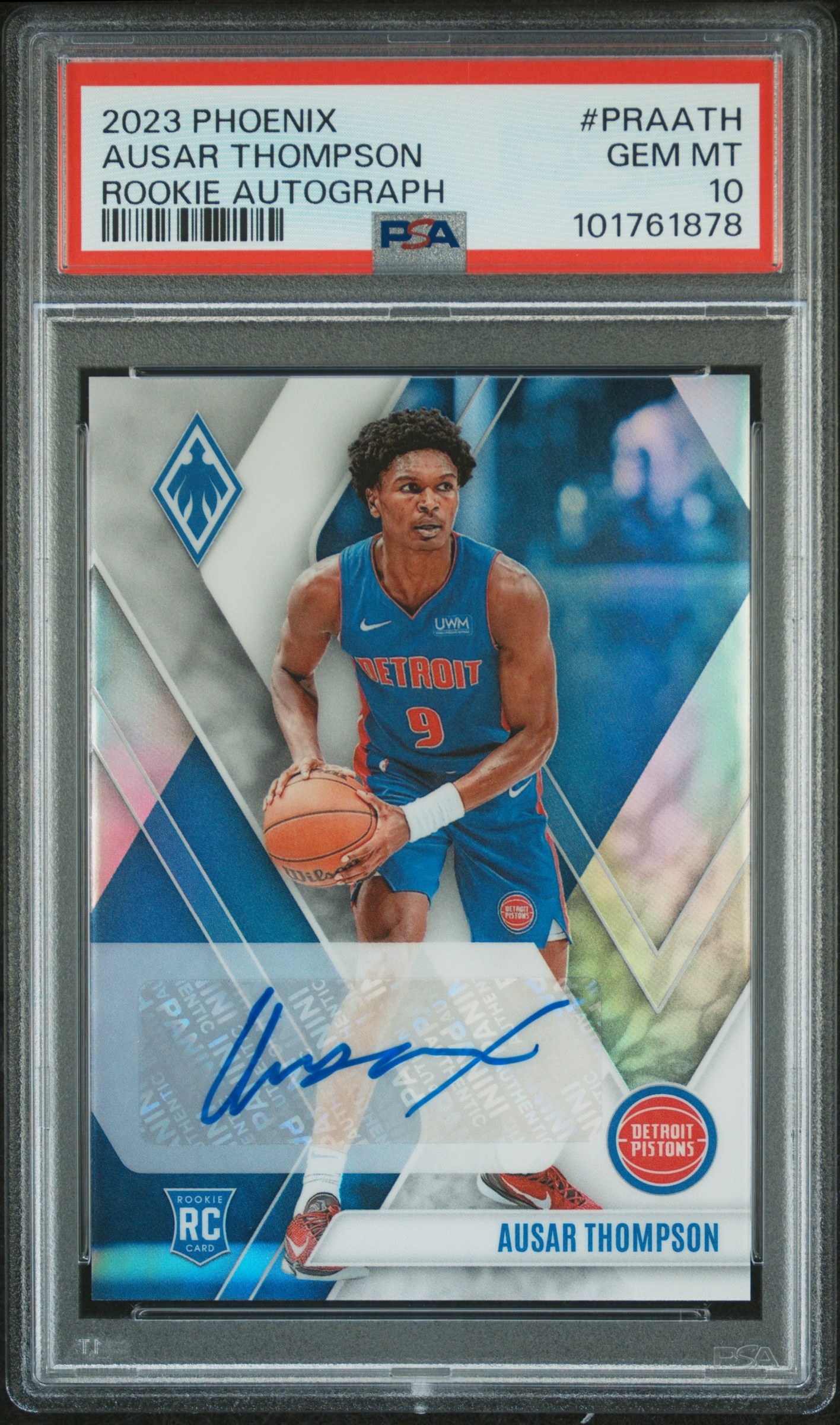 2023 Panini Phoenix Phoenix Rookie Autographs Ausar Thompson #Praath Gem Mt 10 front