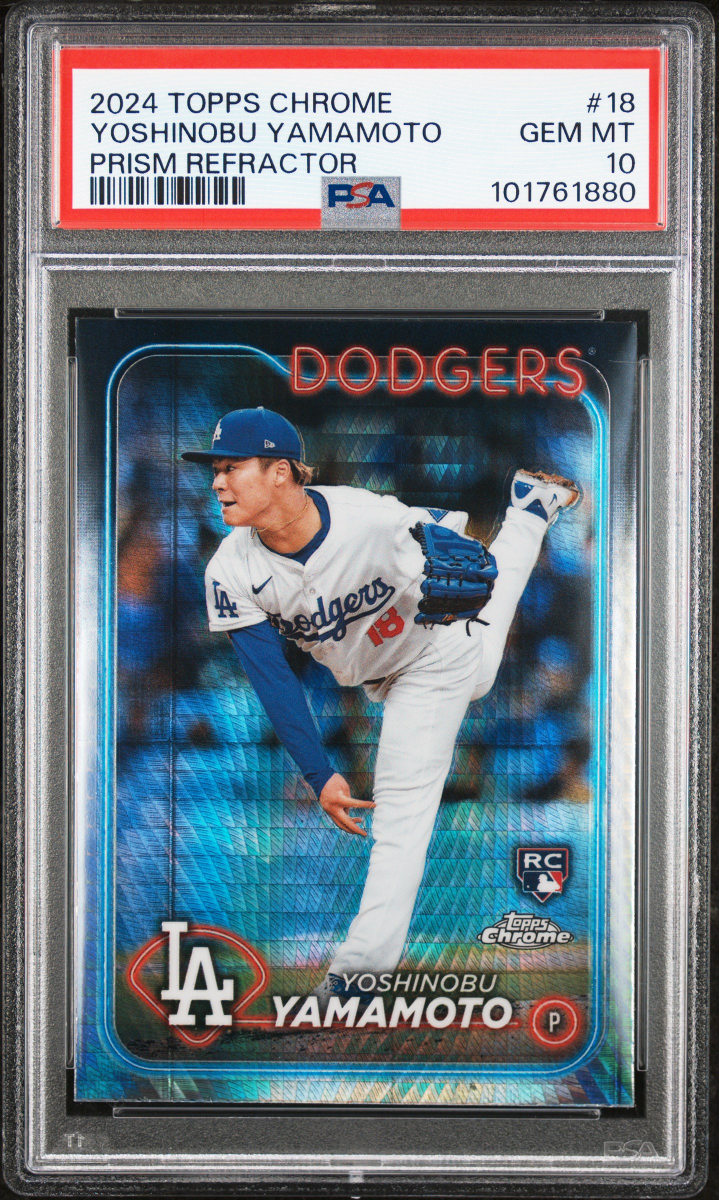 2024 Topps Chrome Yoshinobu Yamamoto #18 (Prism Refractor) Gem Mt 10 front