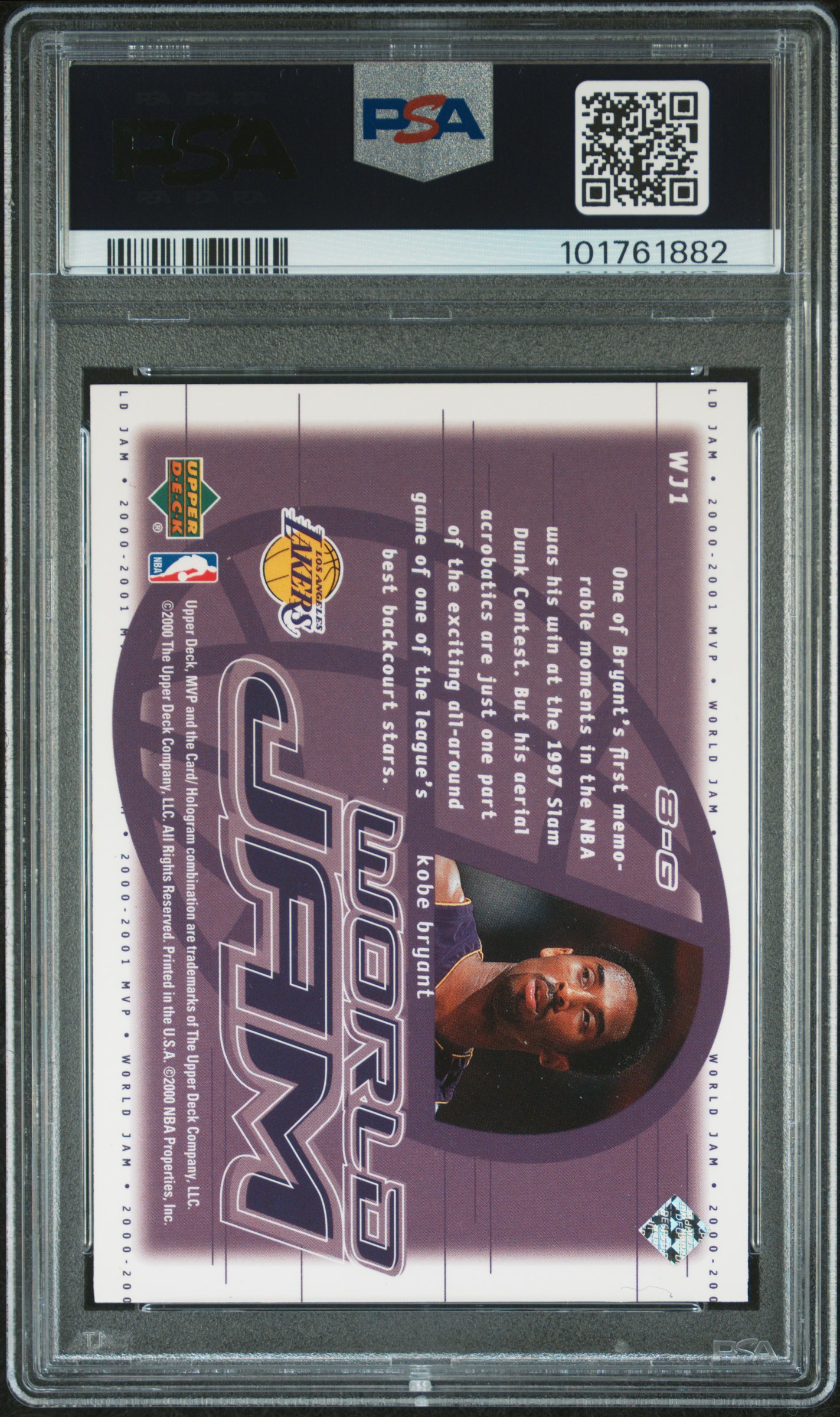 2000 Upper Deck Mvp World Jam Kobe Bryant #Wj1 (World Jam) Nm 7 back