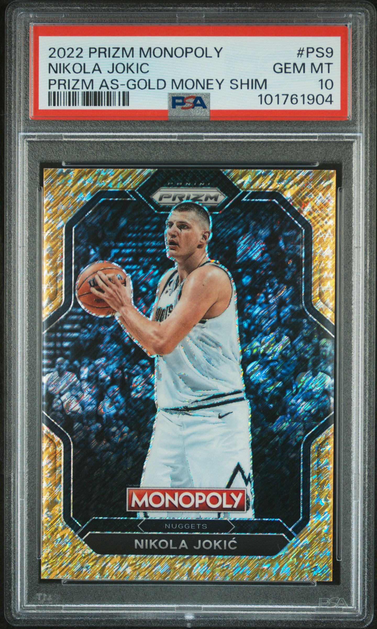 2022 Panini Prizm Monopoly Prizm All-Stars Nikola Jokic #Ps9 (Prizm As-Gold Money Shim) Gem Mt 10 front