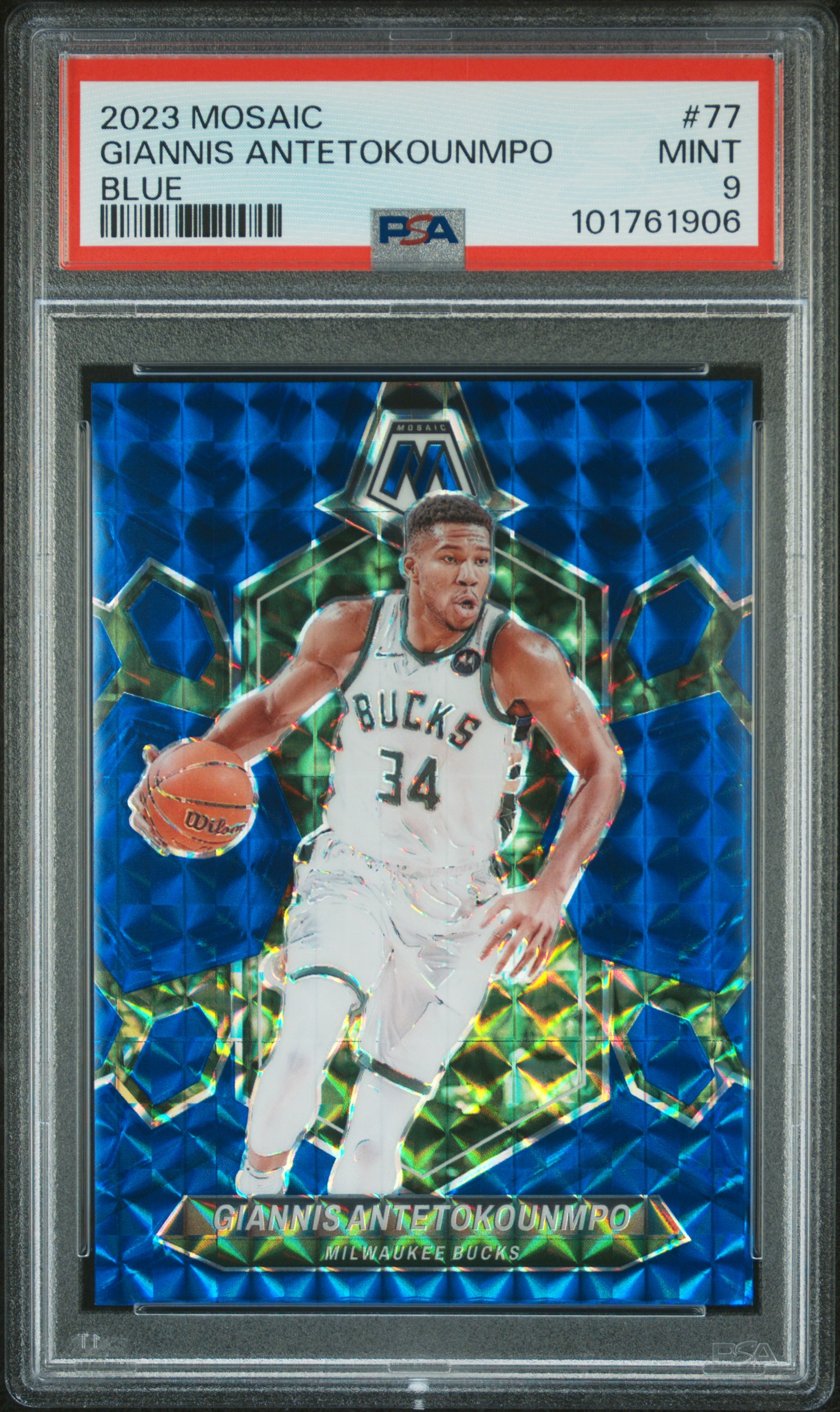 2023 Panini Mosaic Giannis Antetokounmpo #77 (Blue) Mint 9 front