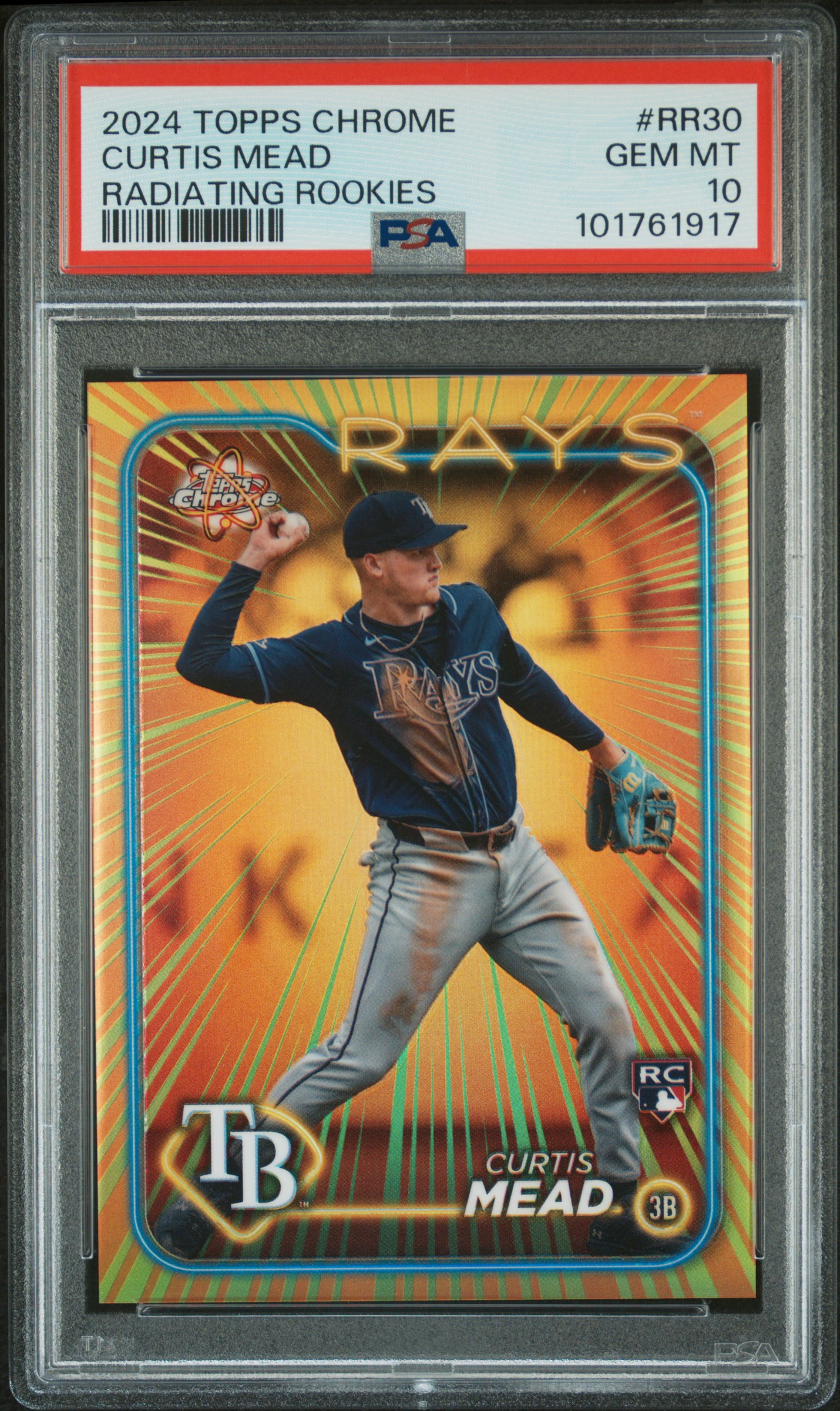 2024 Topps Chrome Radiating Rookies Curtis Mead #Rr30 (Update) Gem Mt 10 front