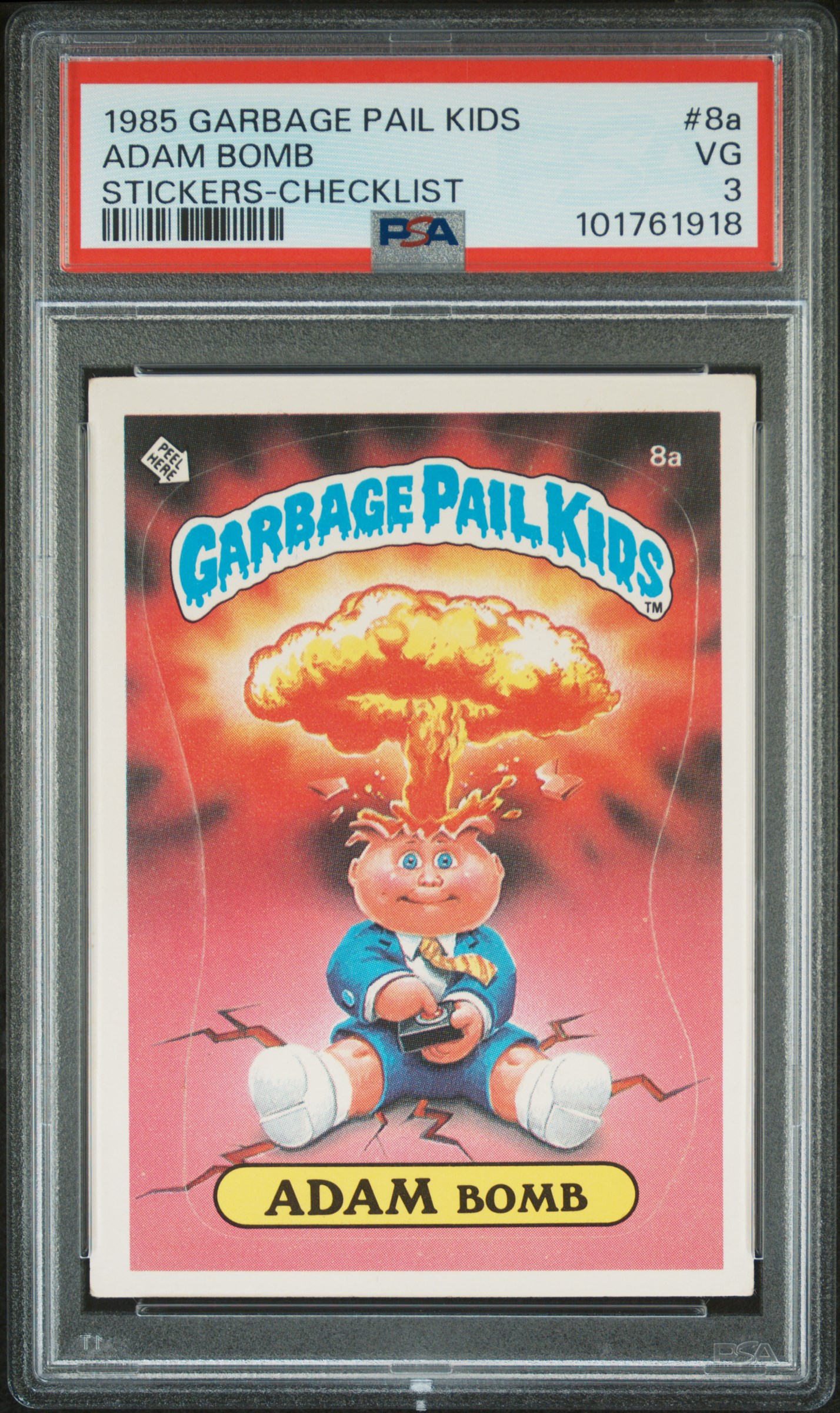 1985 Garbage Pail Kids Stickers Adam Bomb #8A (Stickers-Checklist) Vg 3 front