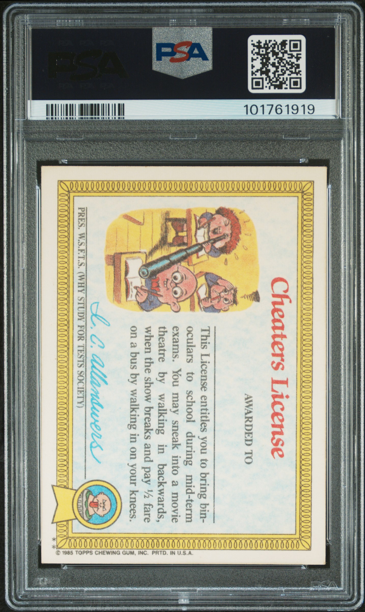 1985 Garbage Pail Kids Stickers Adam Bomb #8A (Stickers) Vg-Ex 4 back