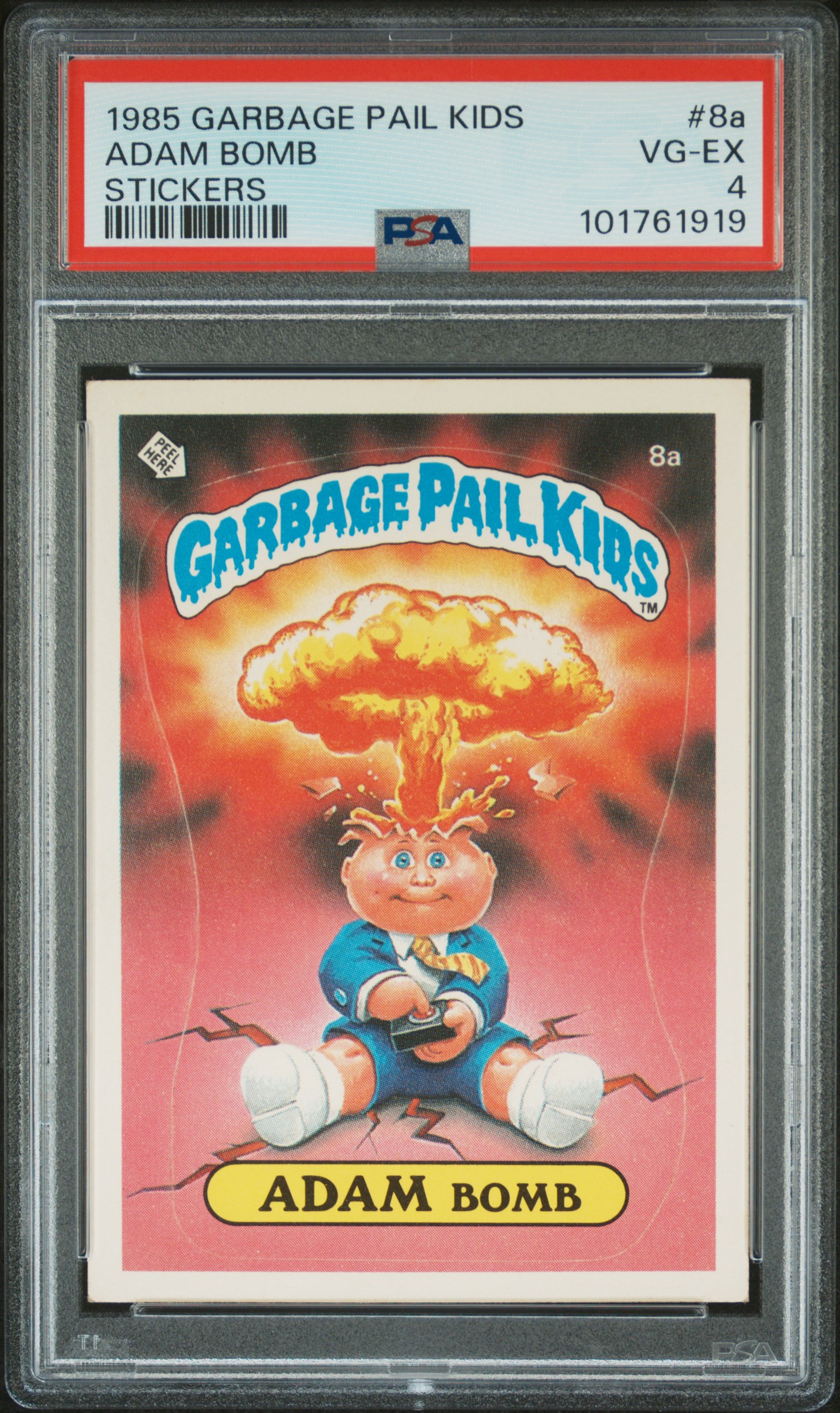 1985 Garbage Pail Kids Stickers Adam Bomb #8A (Stickers) Vg-Ex 4 front