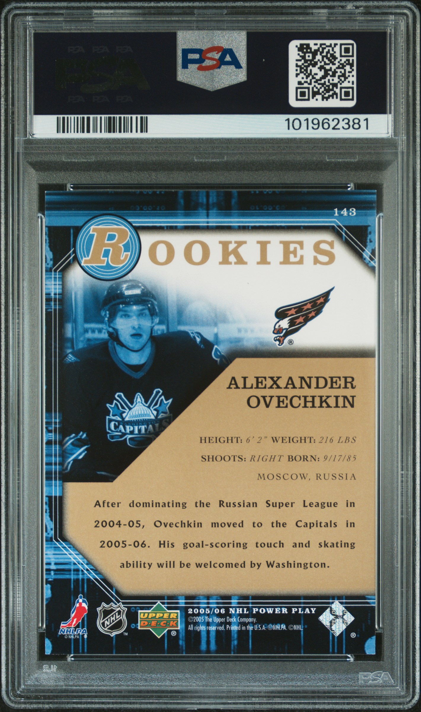 2005 Upper Deck Power Play Alexander Ovechkin #143 Mint 9 back