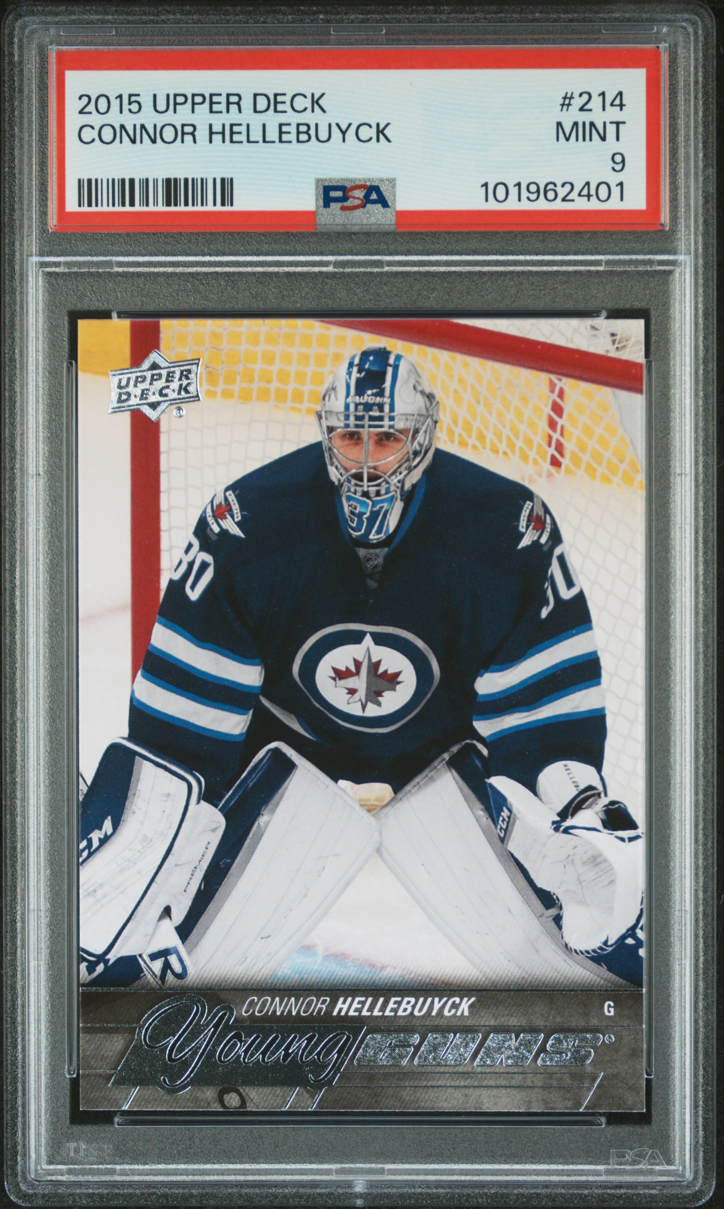 2015 Upper Deck Connor Hellebuyck #214 Mint 9 front
