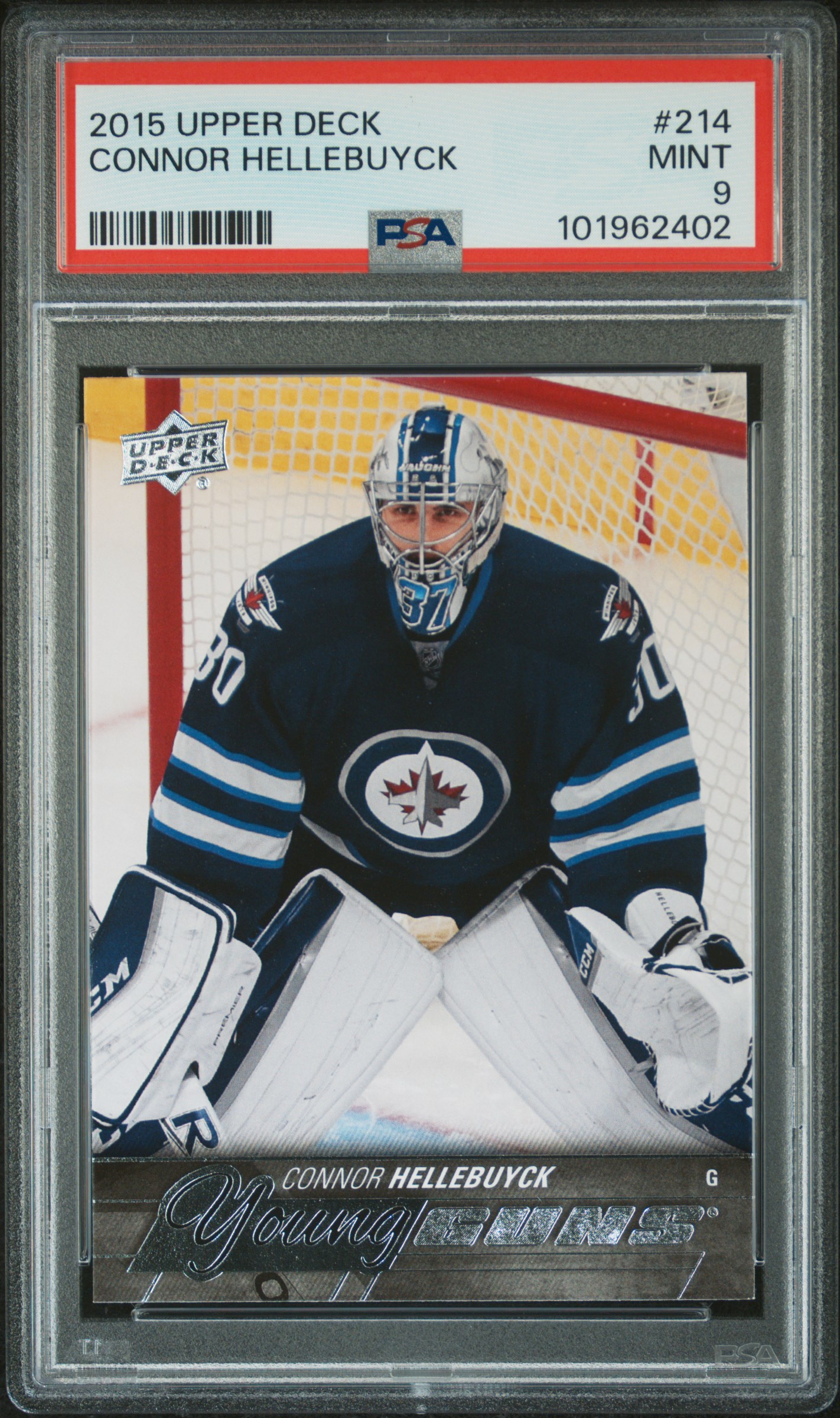 2015 Upper Deck Connor Hellebuyck #214 Mint 9 front