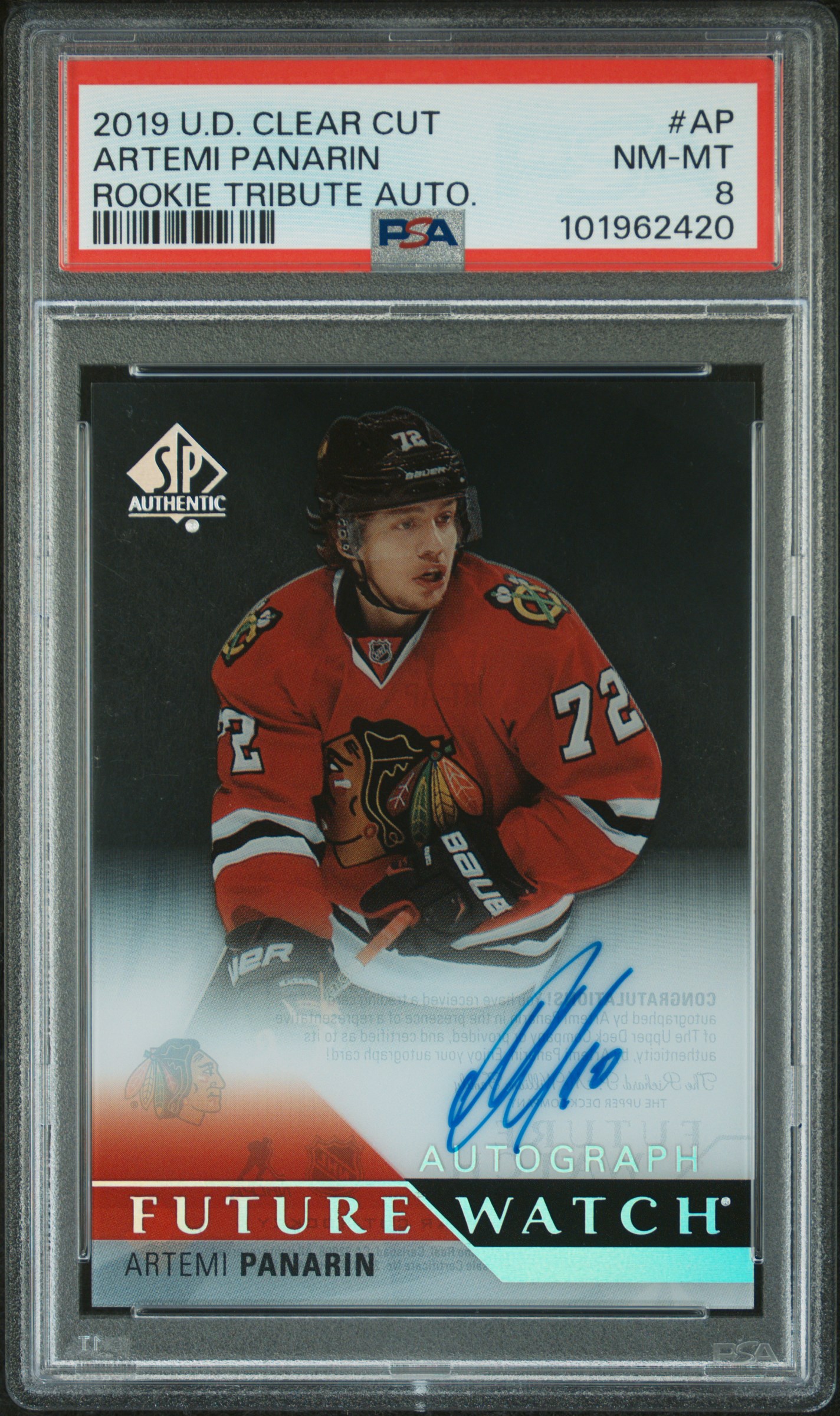2019 Upper Deck Clear Cut Rookie Tribute Autographs Artemi Panarin #Ap (Rookie Tribute Auto.) Nm-Mt 8 front