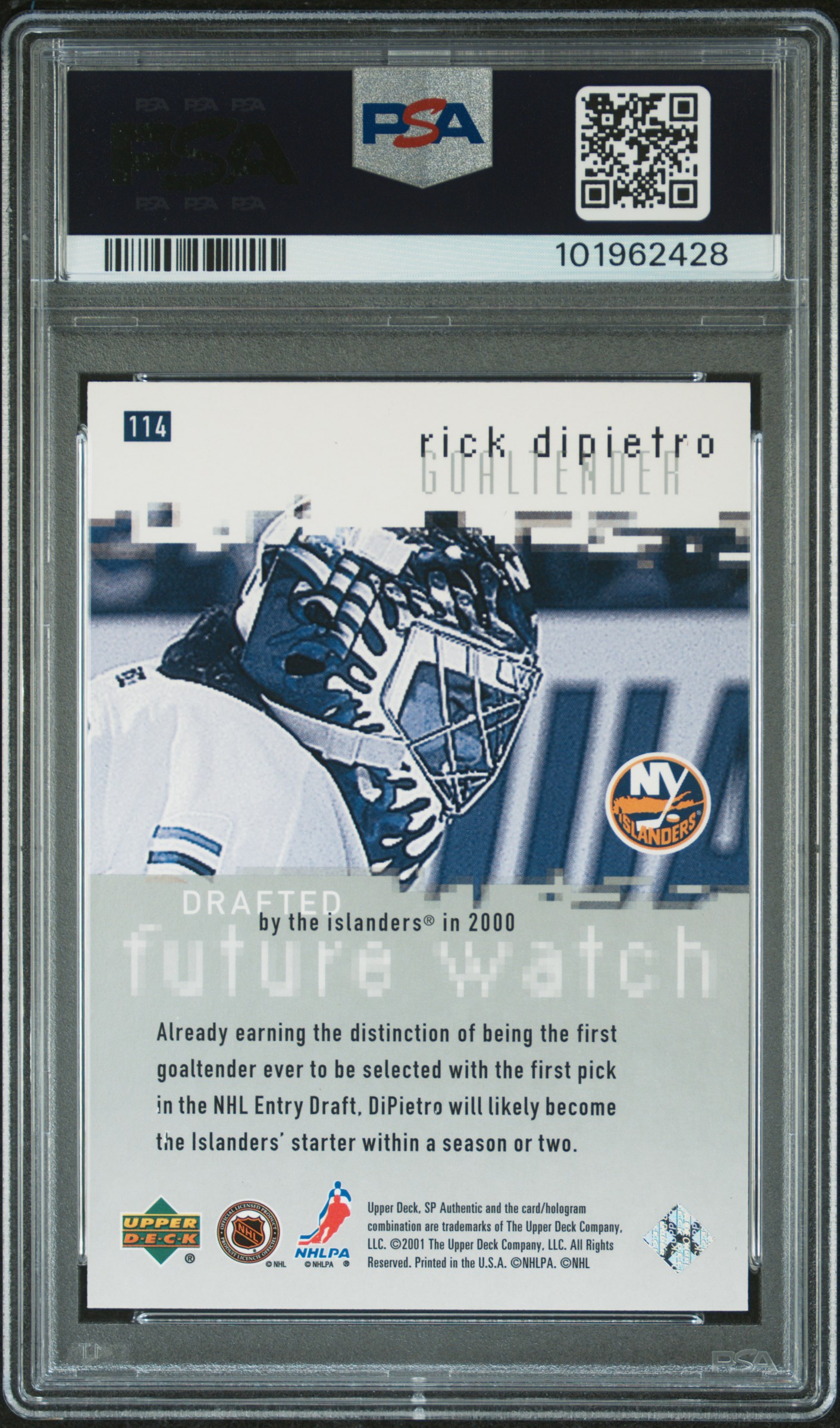 2000 Sp Authentic Rick Dipietro #114 Mint 9 back