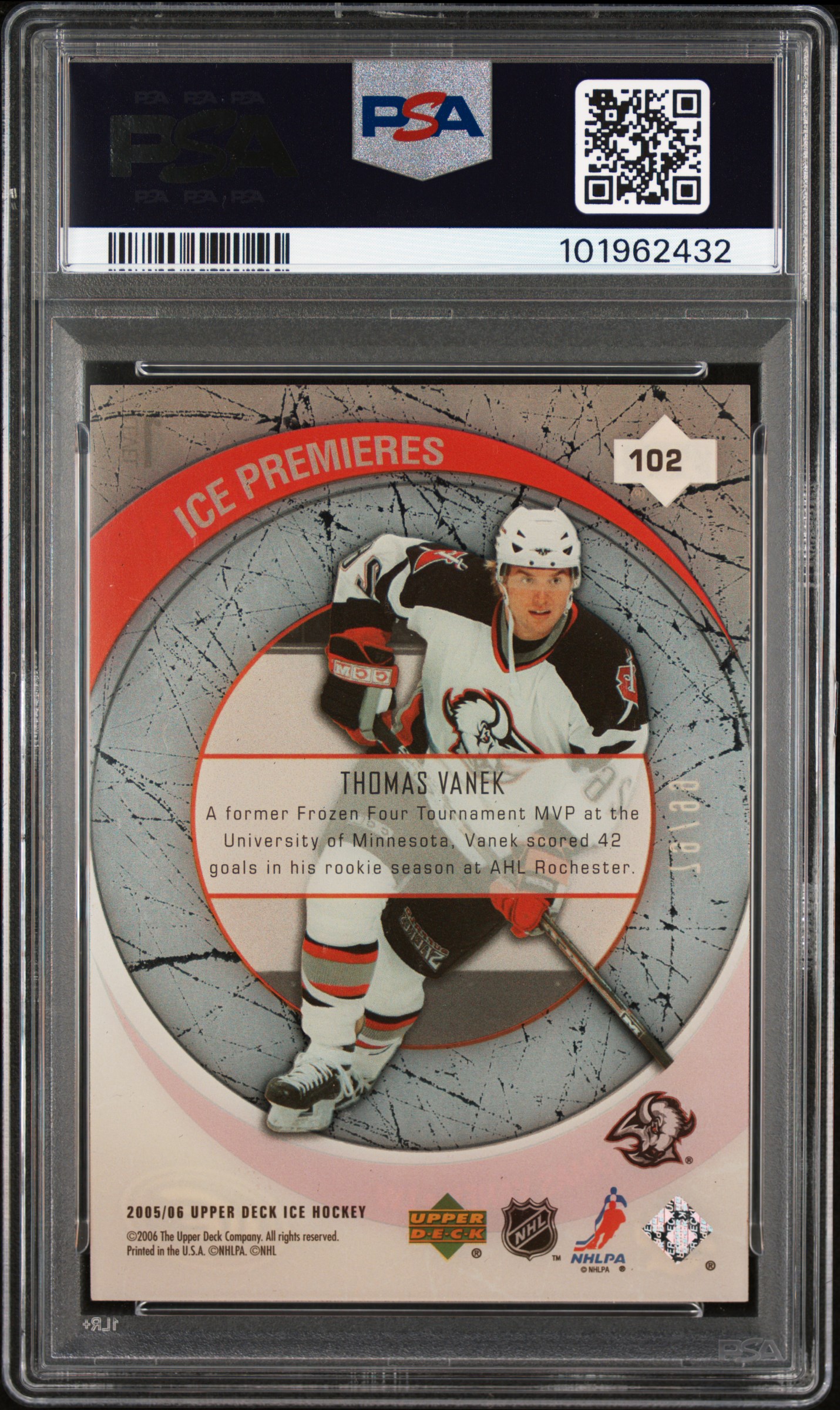 2005 Upper Deck Ice Thomas Vanek #102 Mint 9 back