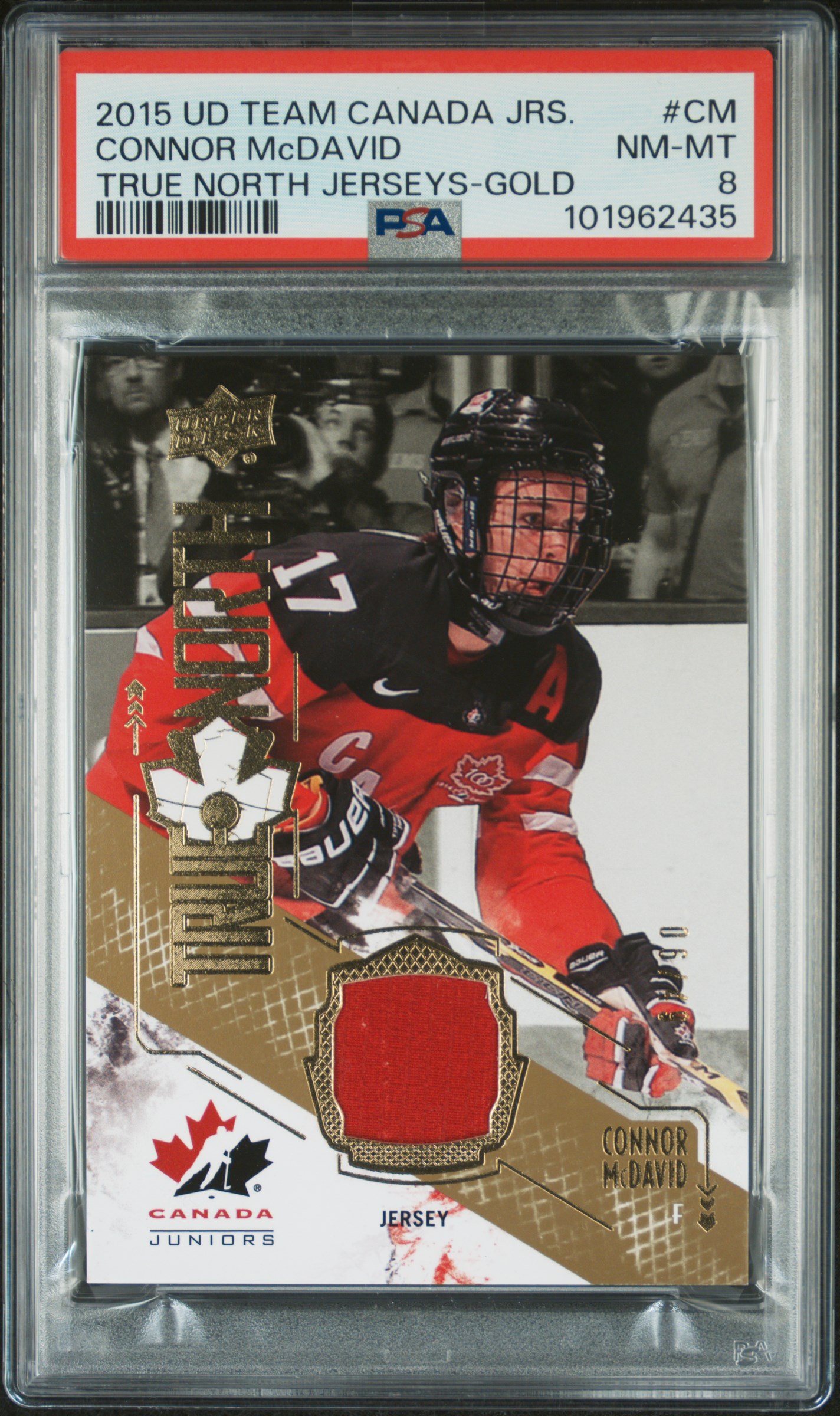 2015 Upper Deck Team Canada Juniors True North Jerseys Connor Mcdavid #Cm (True North Jerseys-Gold) Nm-Mt 8 front