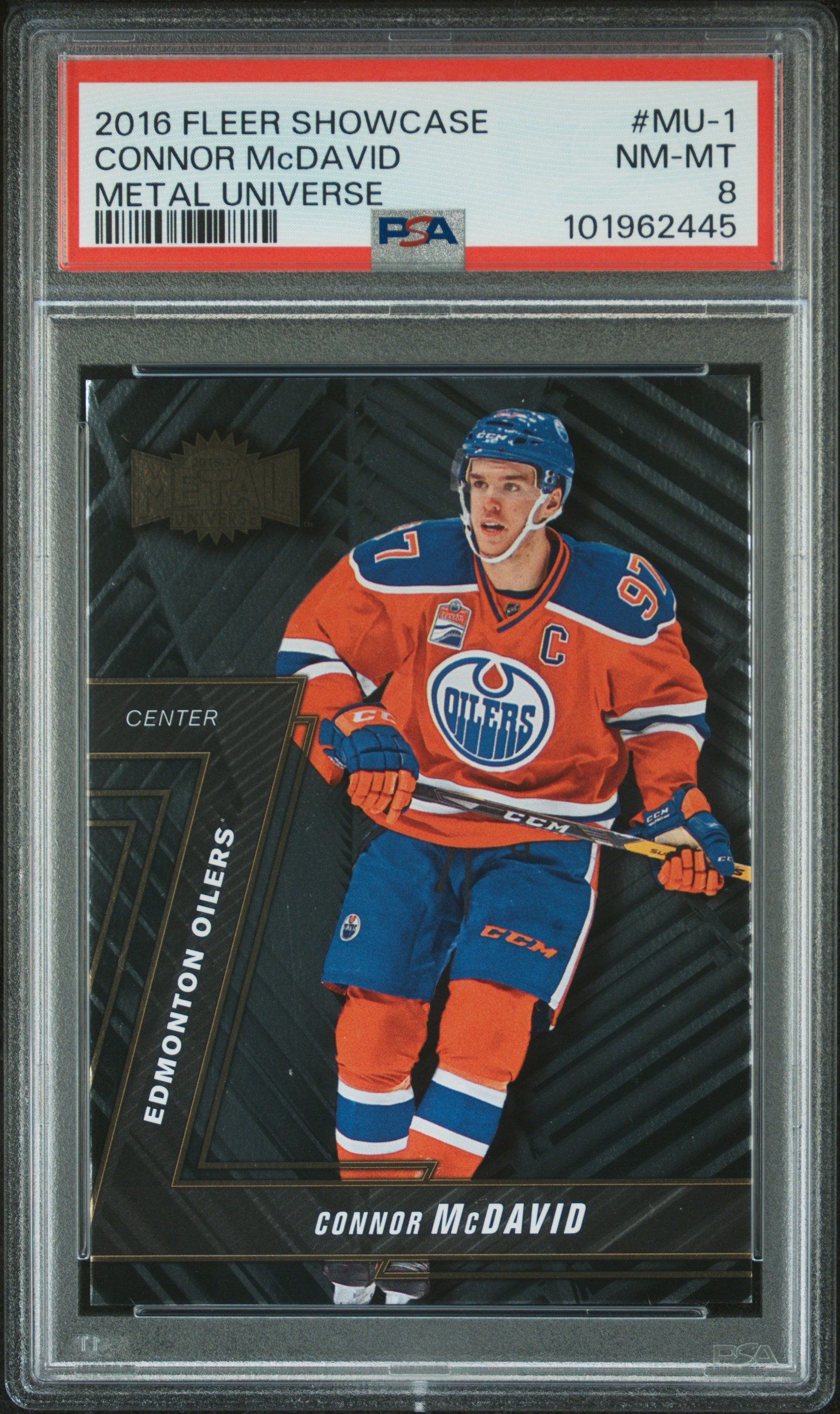 2016 Fleer Showcase Metal Universe Connor Mcdavid #Mu-1 (Metal Universe) Nm-Mt 8 front