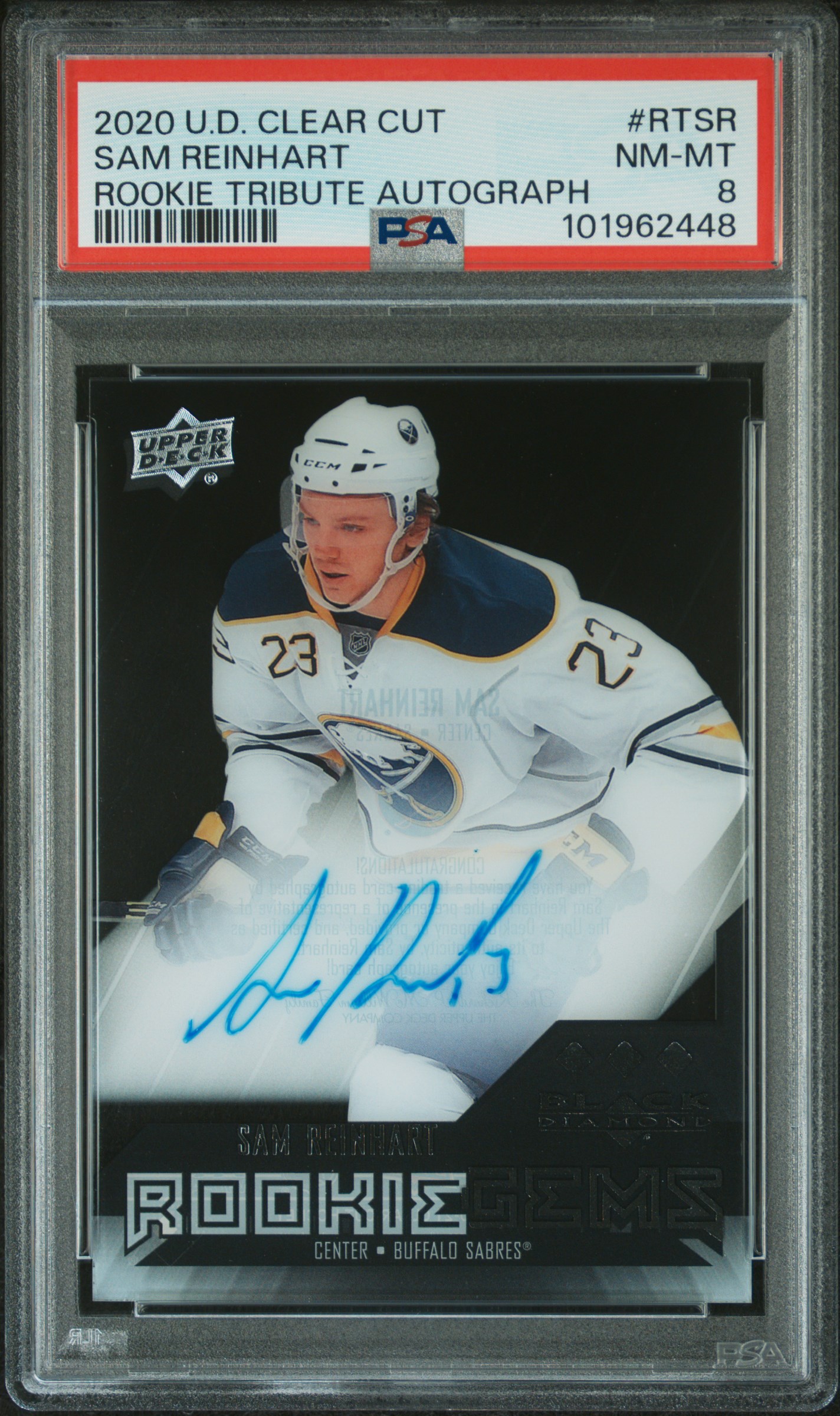 2020 Upper Deck Clear Cut Rookie Tribute Autographs Sam Reinhart #Rtsr (Rookie Tribute Autograph) Nm-Mt 8 front