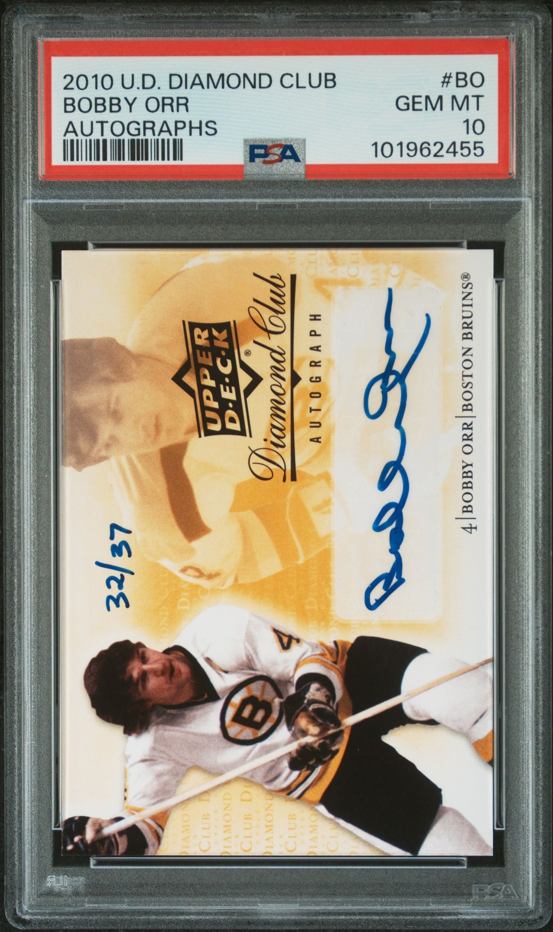 2010 Upper Deck Diamond Club Autographs Bobby Orr #Bo (Autographs) Gem Mt 10 front