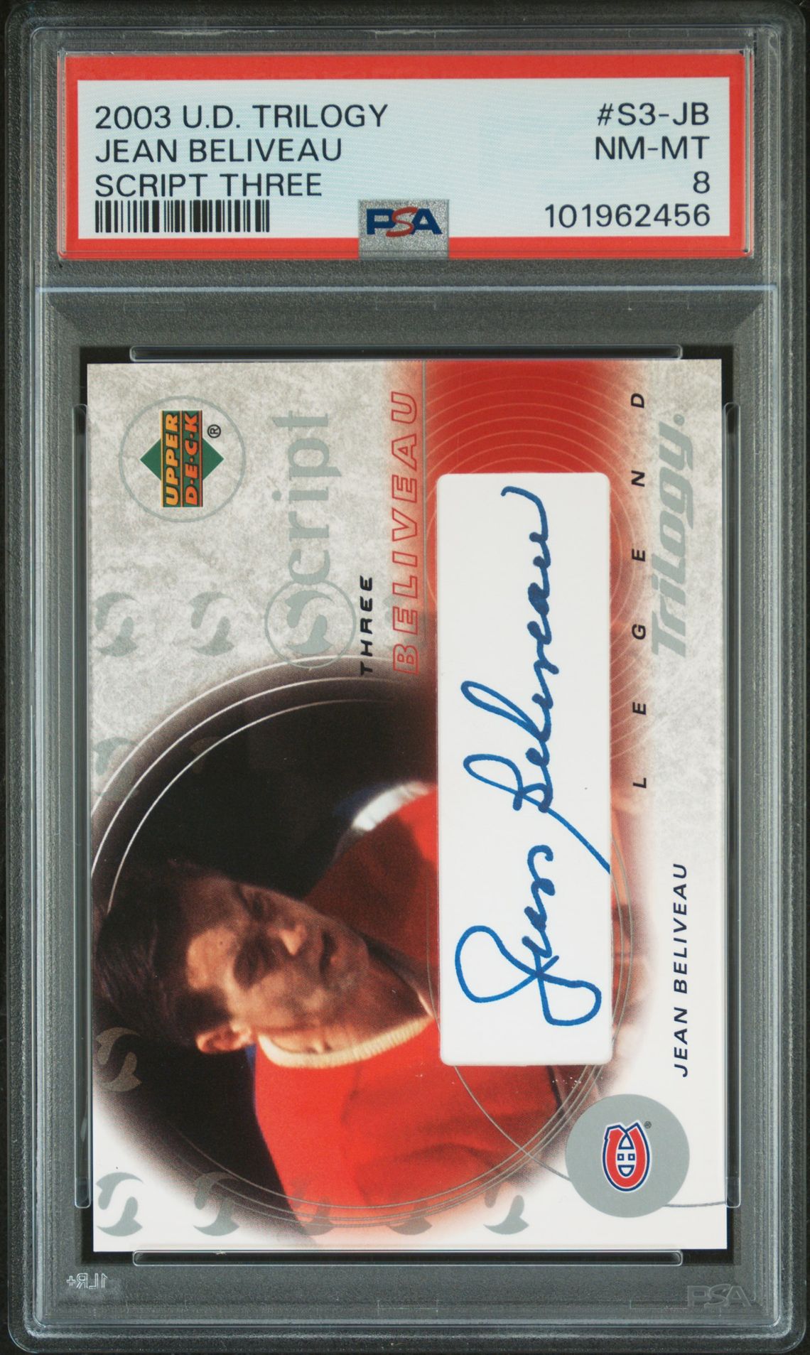 2003 Upper Deck Trilogy Script Three Jean Beliveau #S3-Jb (Script Three) Nm-Mt 8 front