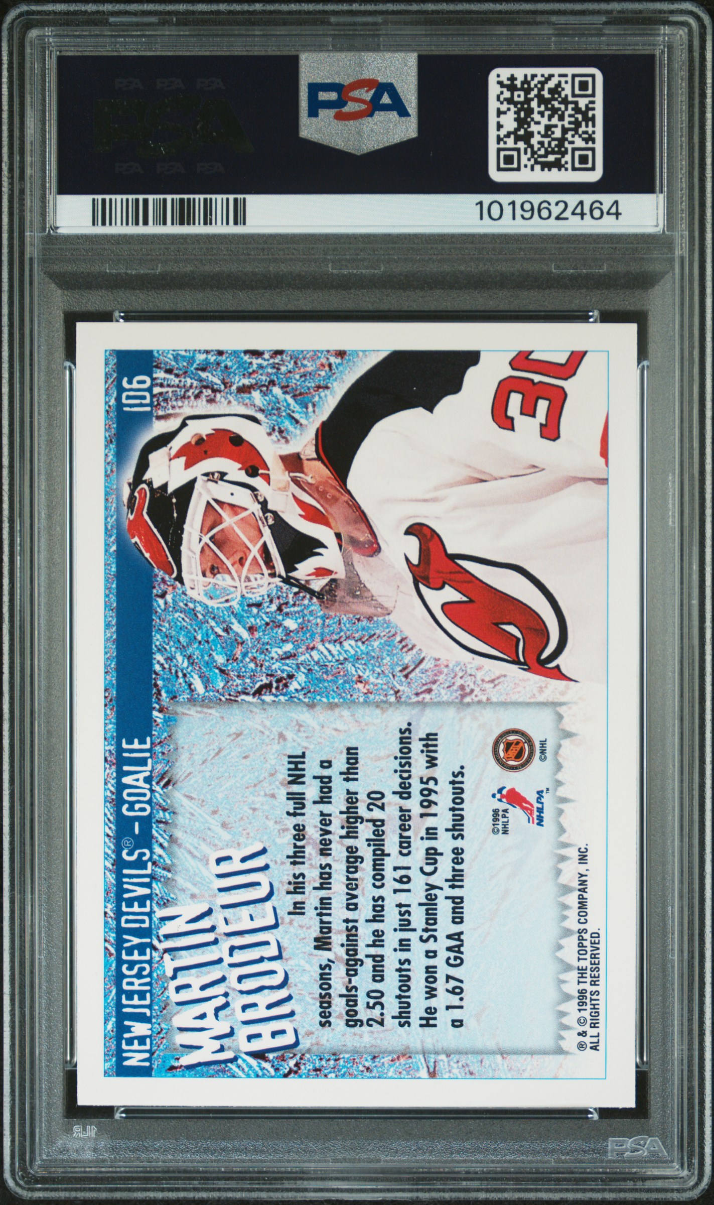 1996 Topps Picks Ice D Martin Brodeur #Id6 (Ice D) Gem Mt 10 back
