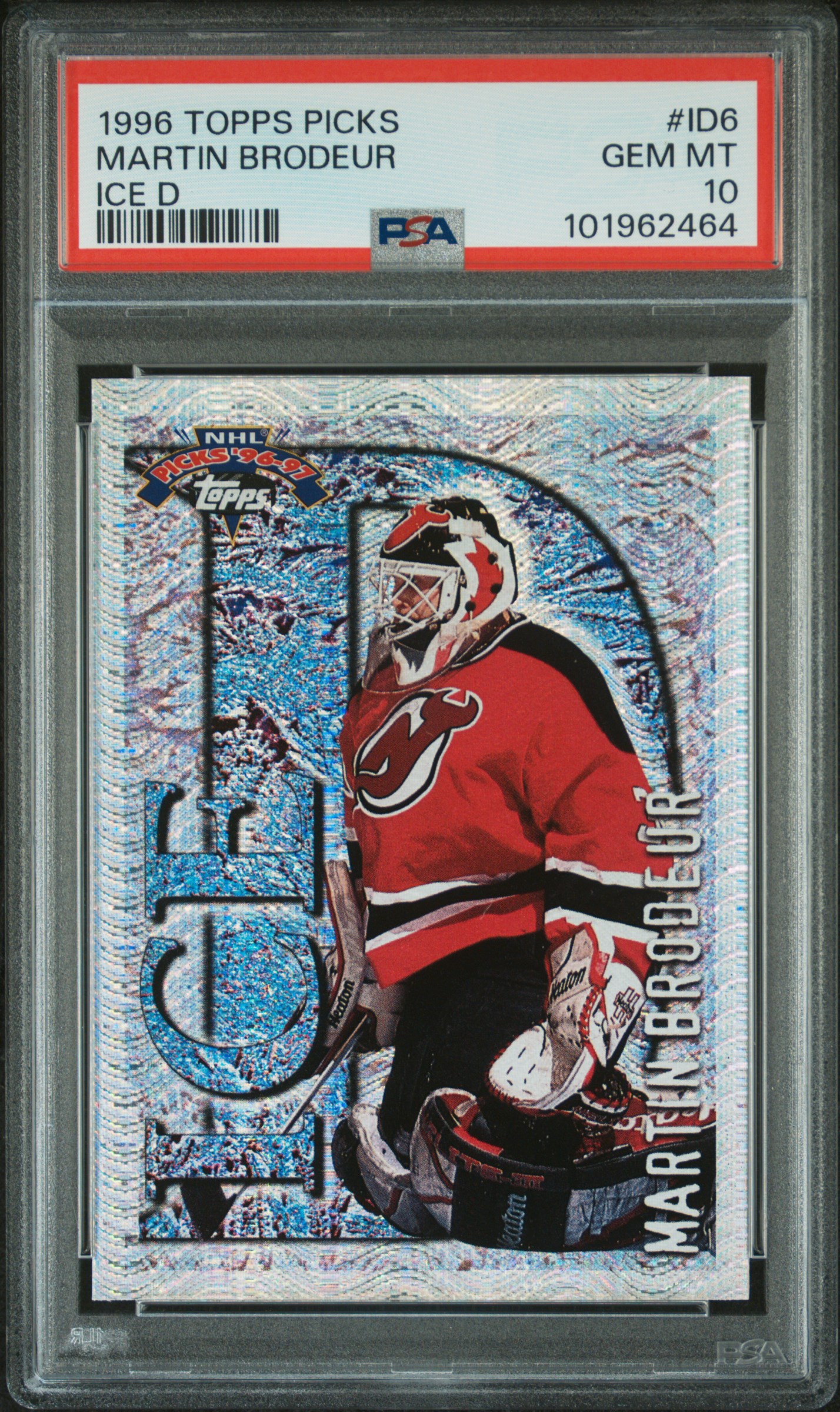 1996 Topps Picks Ice D Martin Brodeur #Id6 (Ice D) Gem Mt 10 front