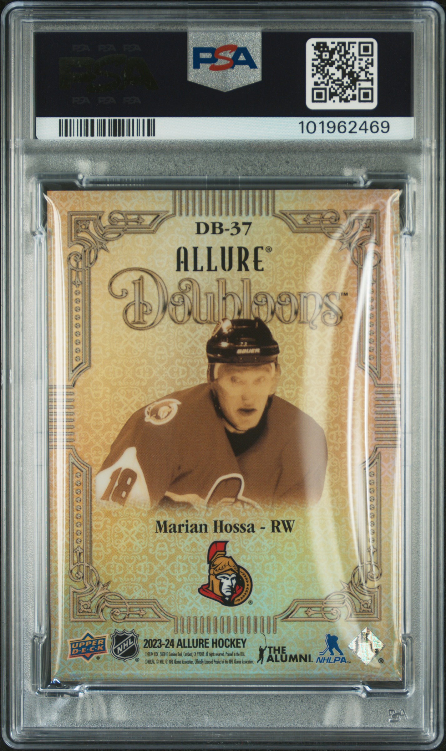2023 Upper Deck Allure Doubloons Marian Hossa #Db37 Gem Mt 10 back