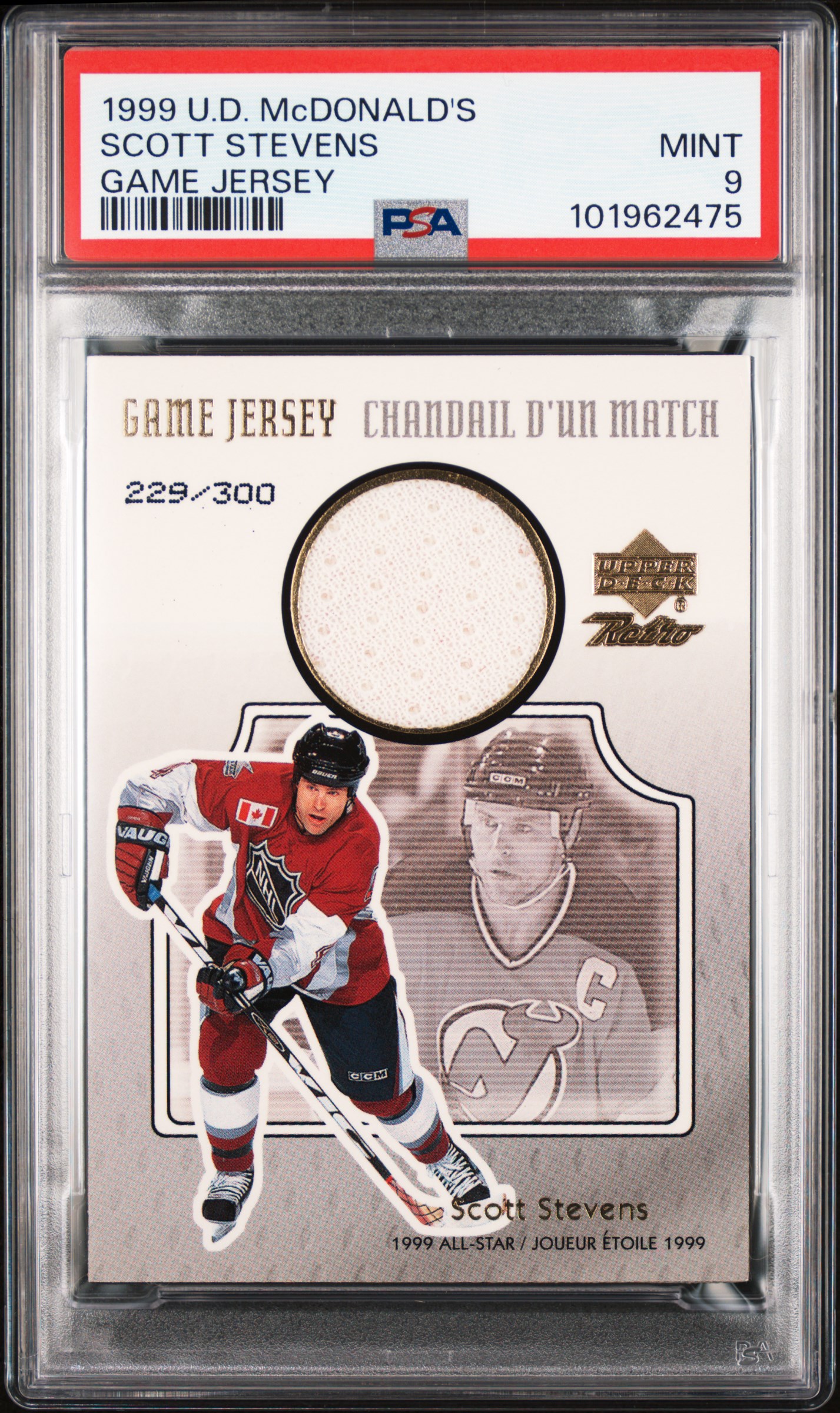 1999 Upper Deck Mcdonald's Signature Game Jersey Scott Stevens (Game Jersey) Mint 9 front