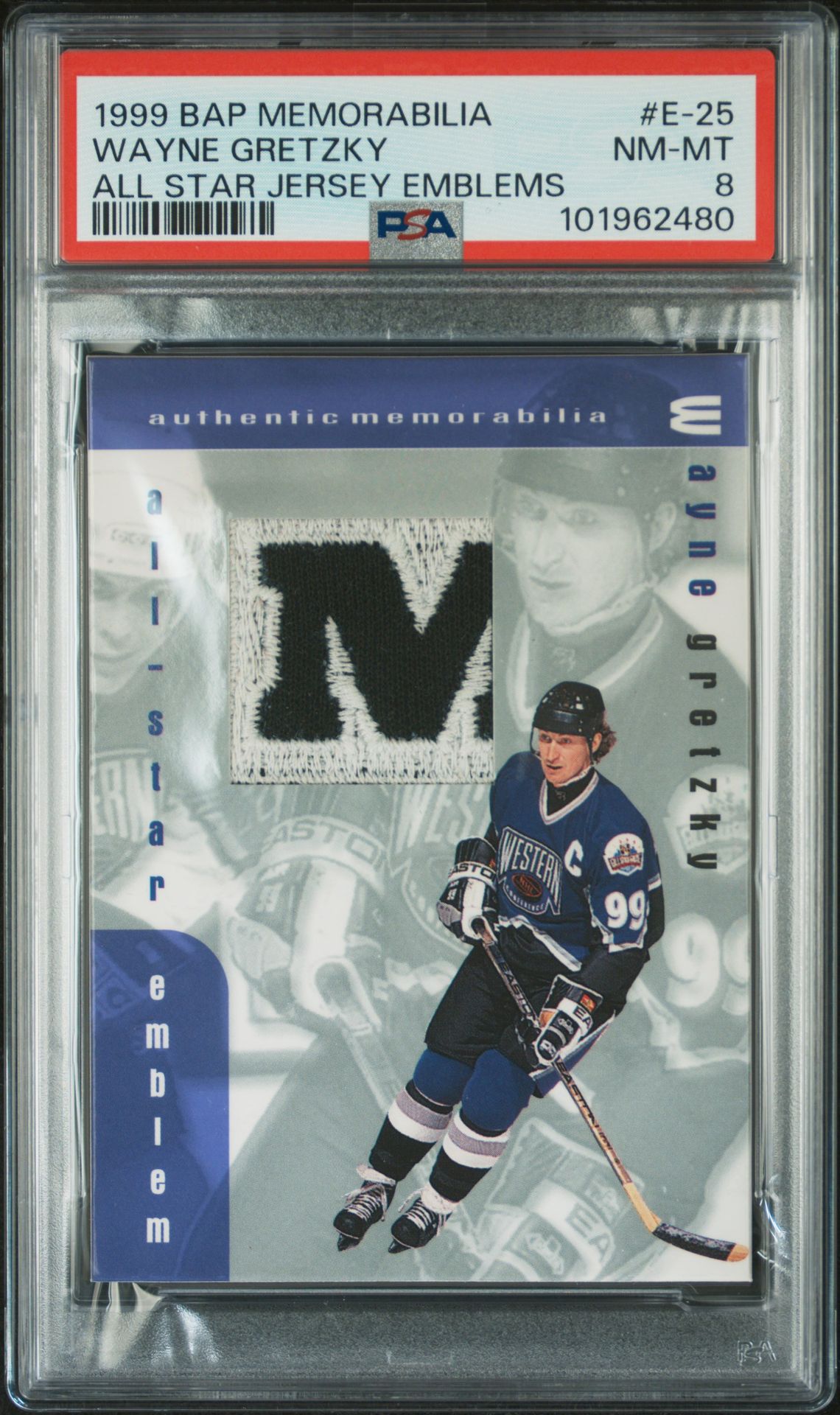 1999 Bap Memorabilia All Star Jersey Emblems Wayne Gretzky #E-25 (All Star Jersey Emblems) Nm-Mt 8 front