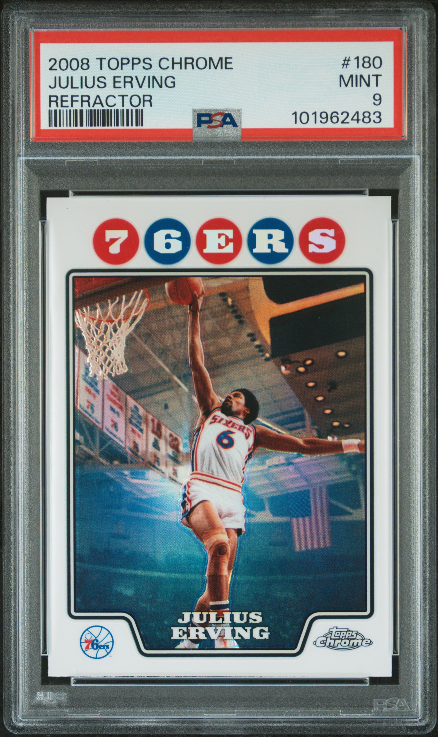 2008 Topps Chrome Julius Erving #180 (Refractor) Mint 9 front