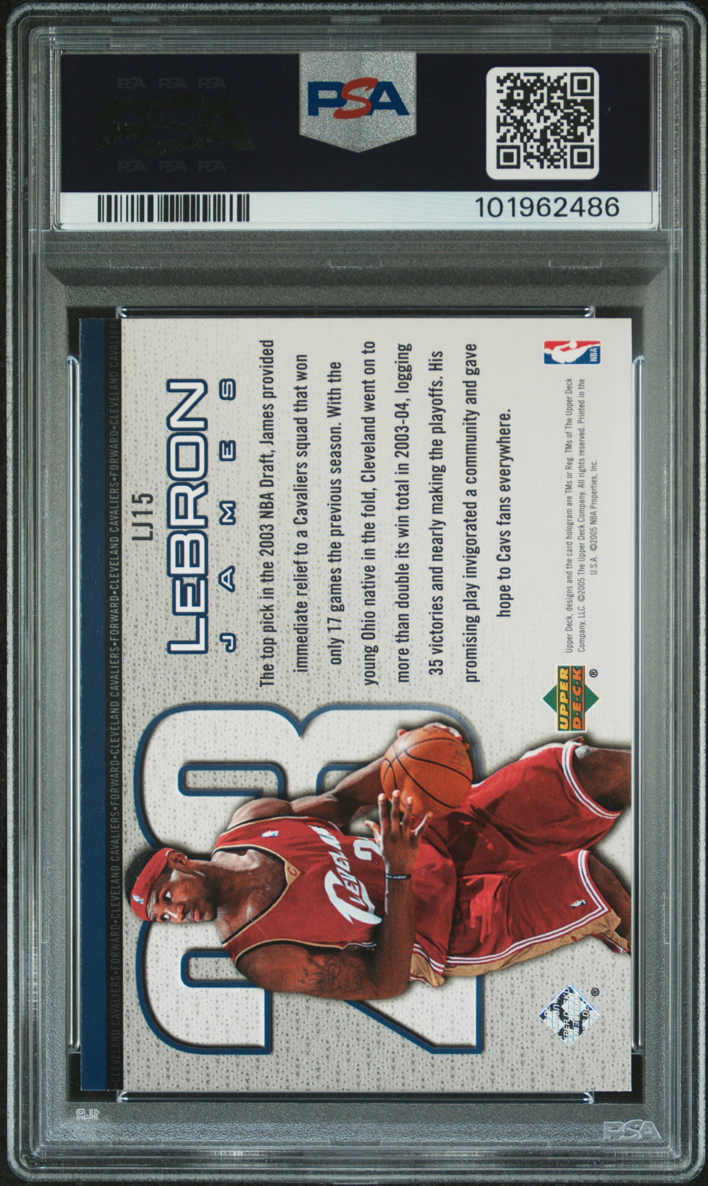 2005 Upper Deck Lebron James Lebron James #Lj15 Mint 9 back