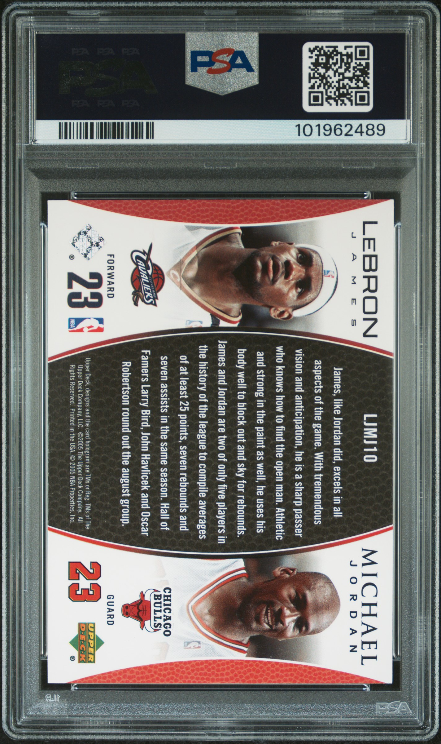 2005 Upper Deck Mj/Lj Bonus Pack L.james/M.jordan #Ljmj10 (Bonus Pack) Gem Mt 10 back
