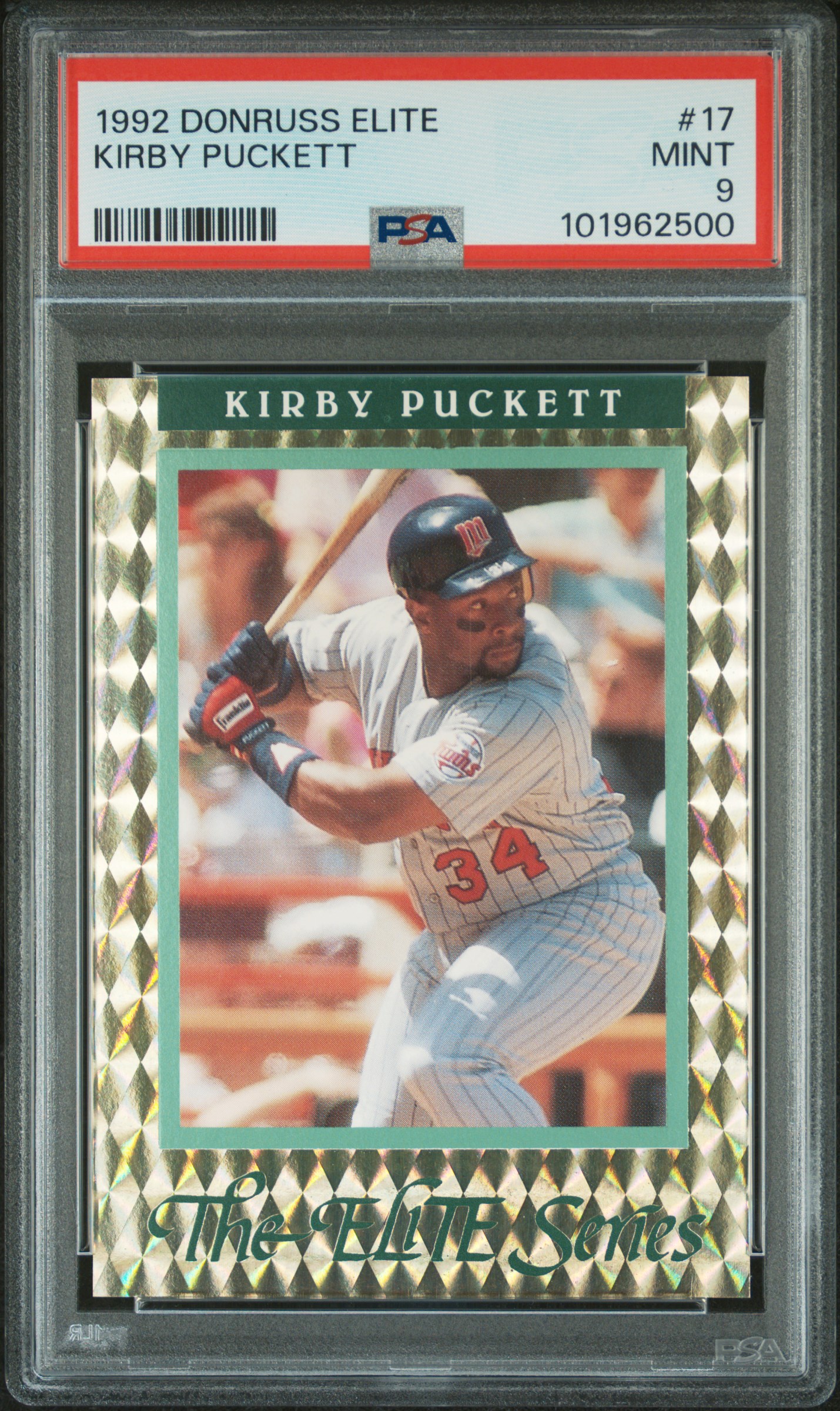 1992 Donruss Elite Kirby Puckett #17 Mint 9 front