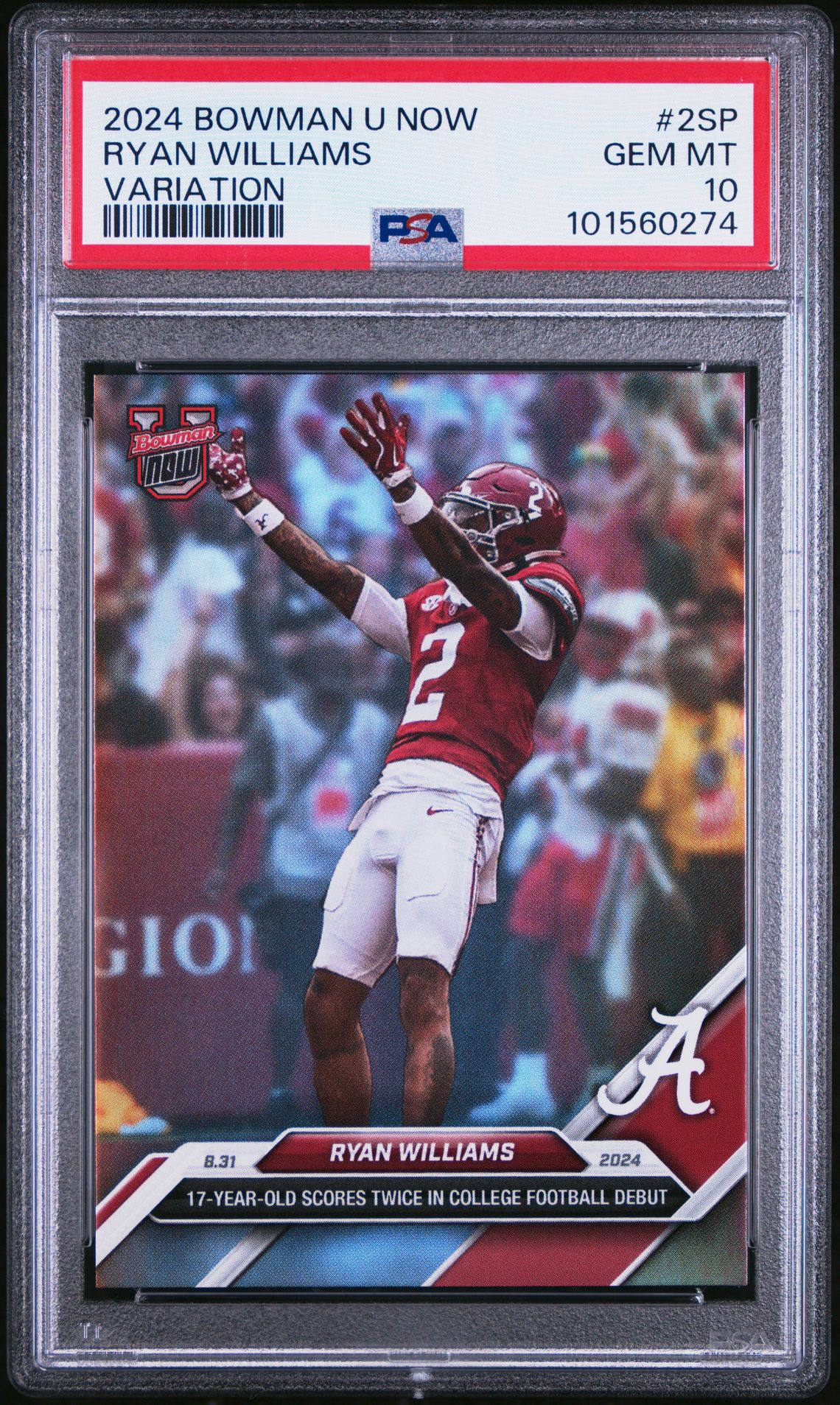 2024 Bowman U Now Ryan Williams #2Sp (Variation) Gem Mt 10 front