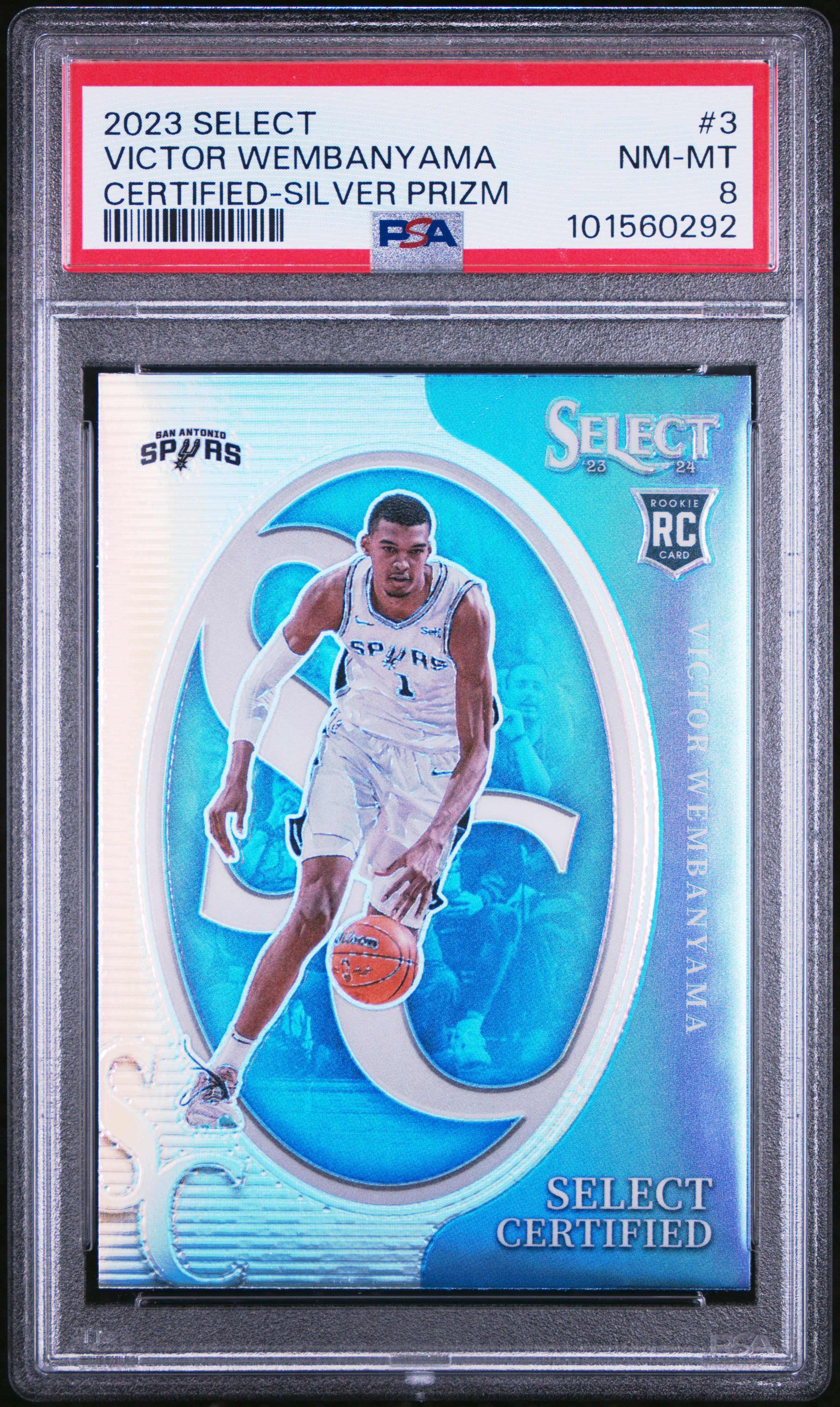 2023 Panini Select Select Certified Victor Wembanyama #3 (Certified-Silver Prizm) Nm-Mt 8 front