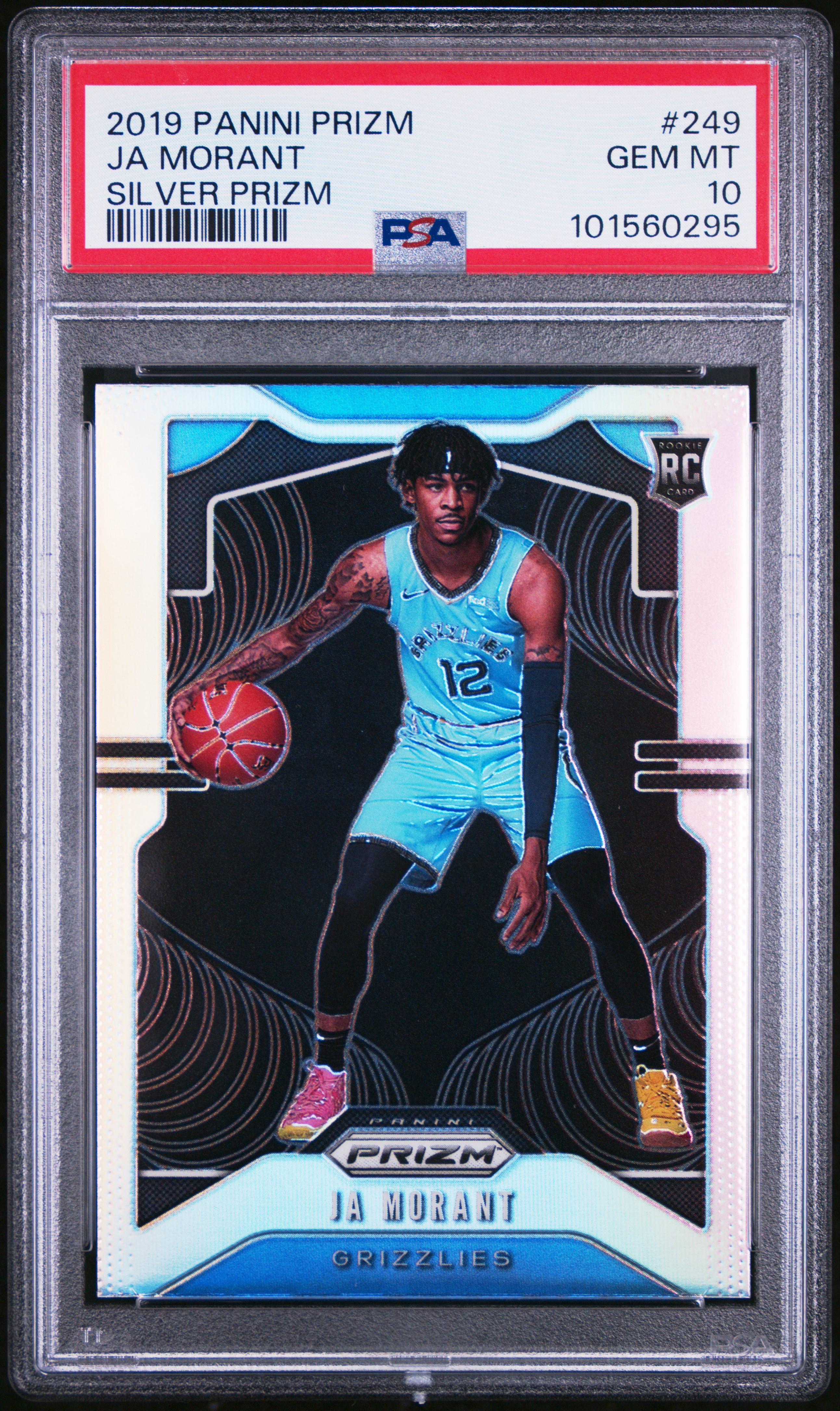 2019 Panini Prizm Ja Morant #249 (Silver Prizm) Gem Mt 10 front
