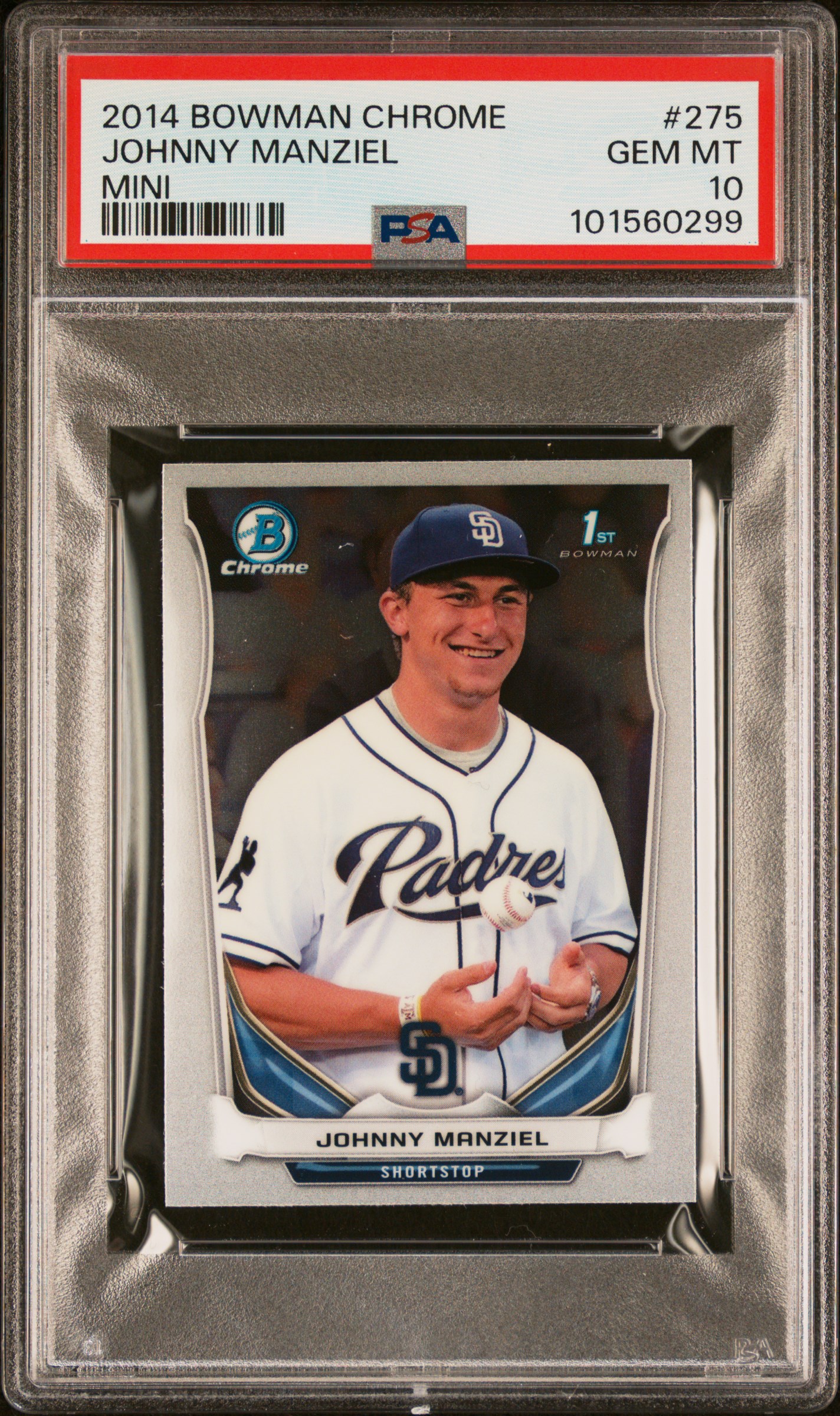 2014 Bowman Chrome Mini Johnny Manziel #275 (Mini) Gem Mt 10 front