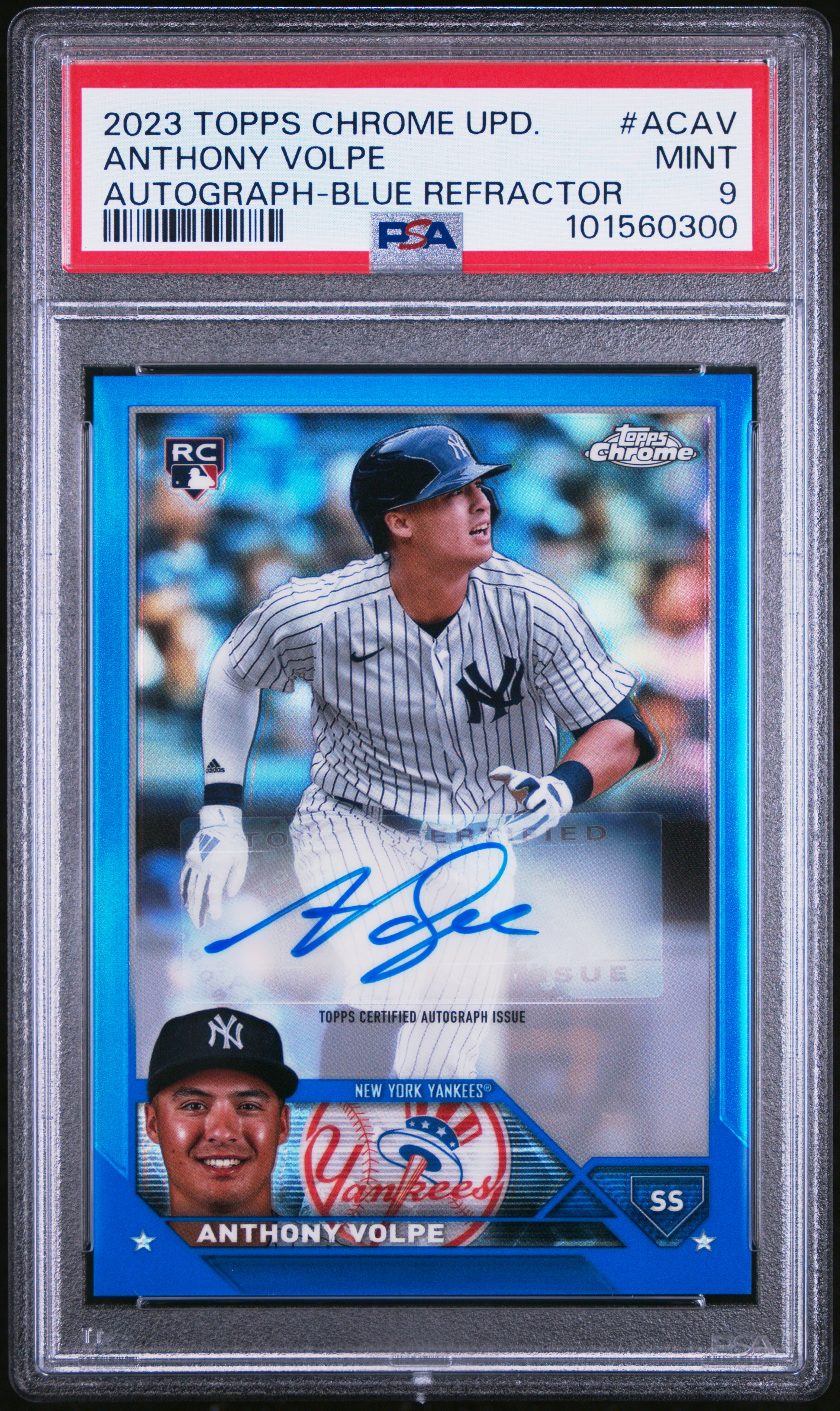 2023 Topps Chrome Update Autograph Anthony Volpe #Acav (Autograph-Blue Refractor) Mint 9 front