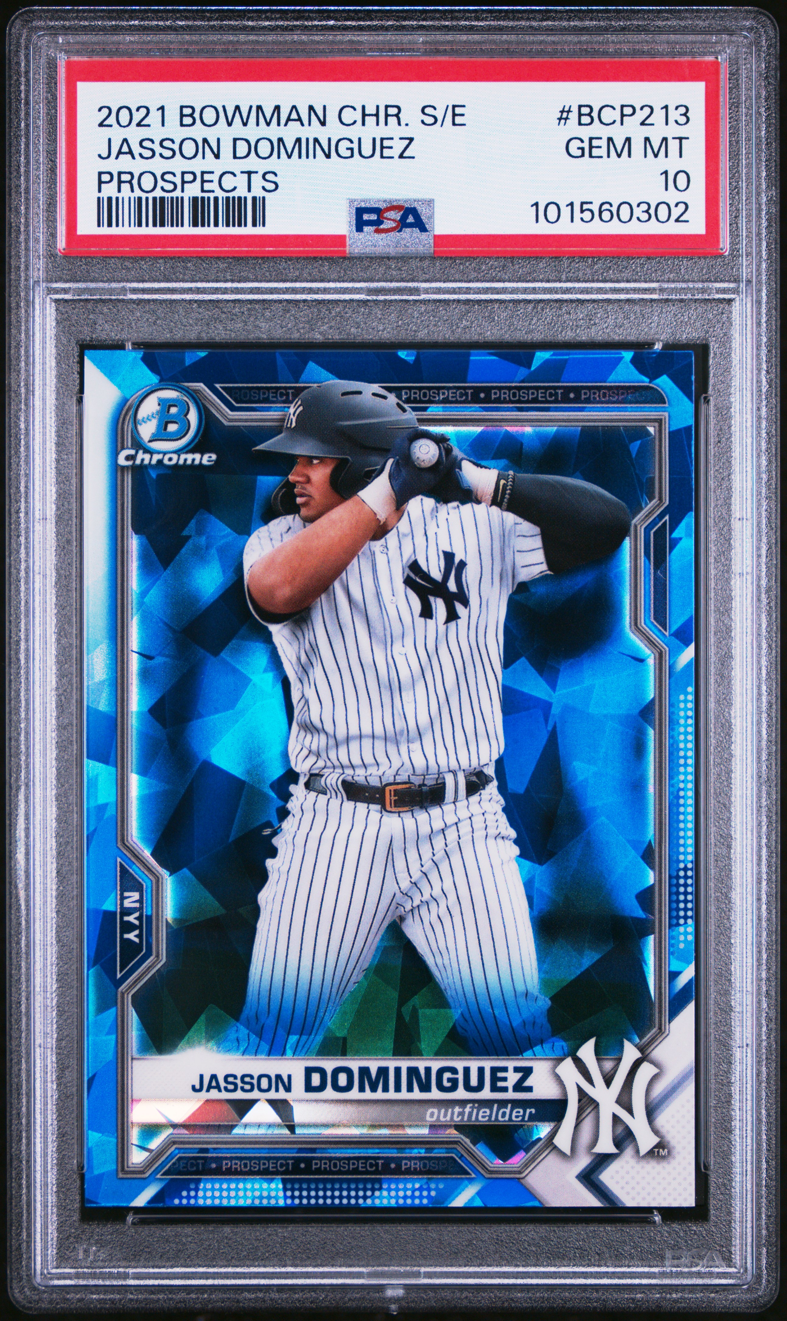 2021 Bowman Chrome Sapphire Edition Prospects Jasson Dominguez #Bcp213 (Prospects) Gem Mt 10 front