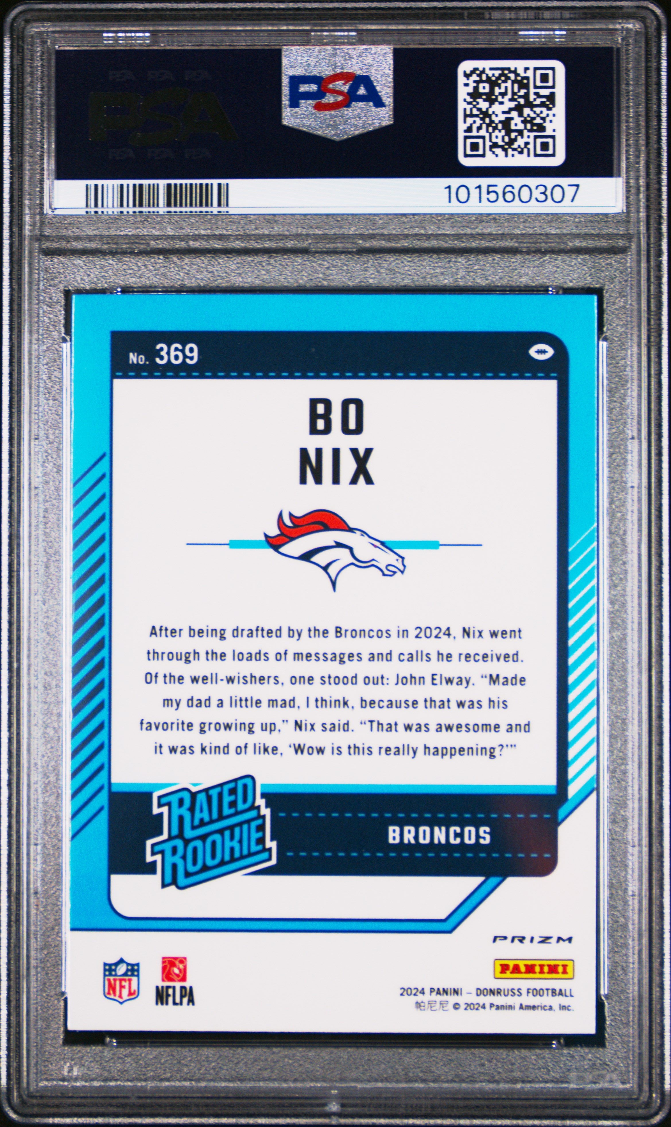 2024 Panini Donruss Bo Nix #369 (Optic Preview-Red Pandora) Gem Mt 10 back