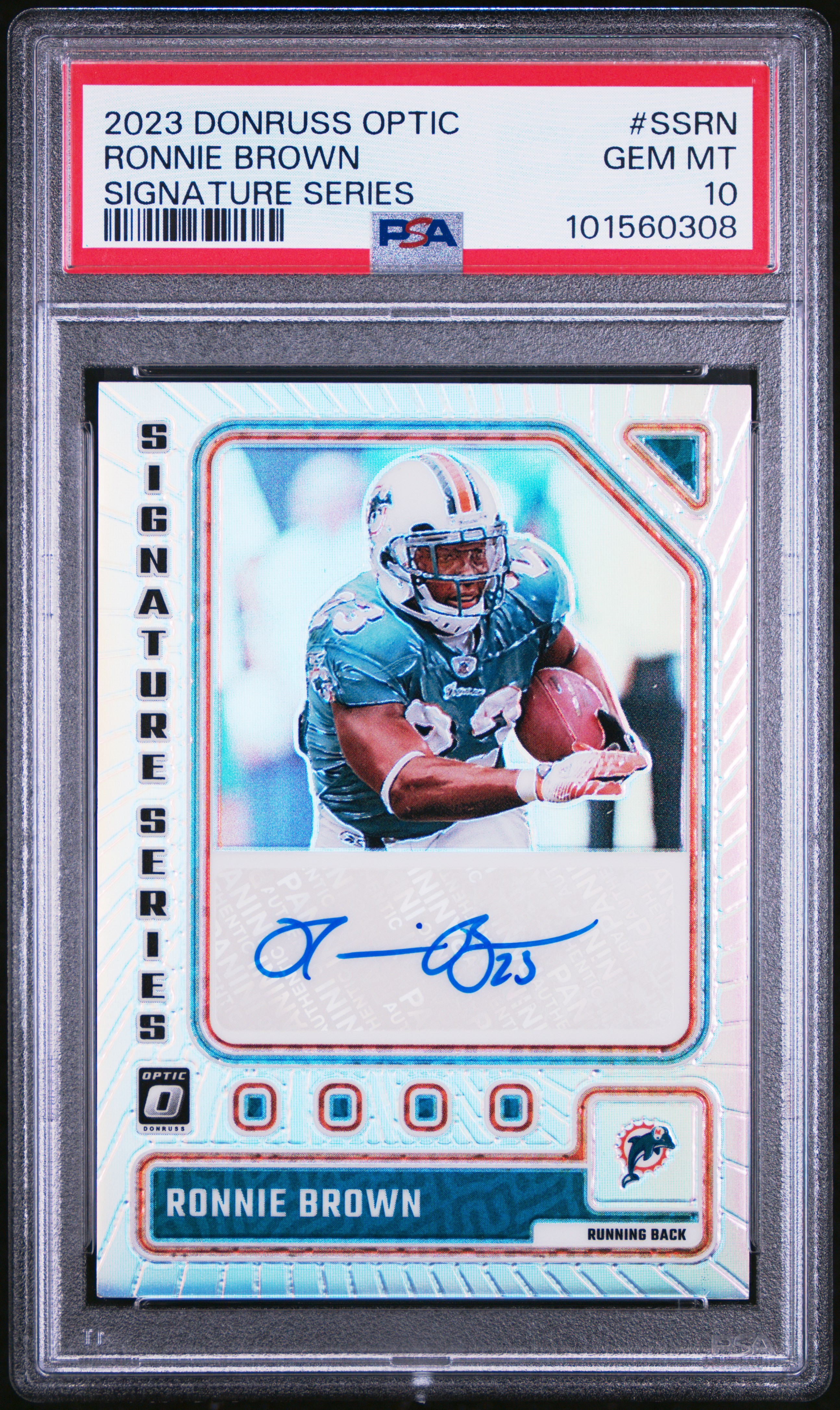 2023 Panini Donruss Optic Signature Series Ronnie Brown #Ssrn Gem Mt 10 front